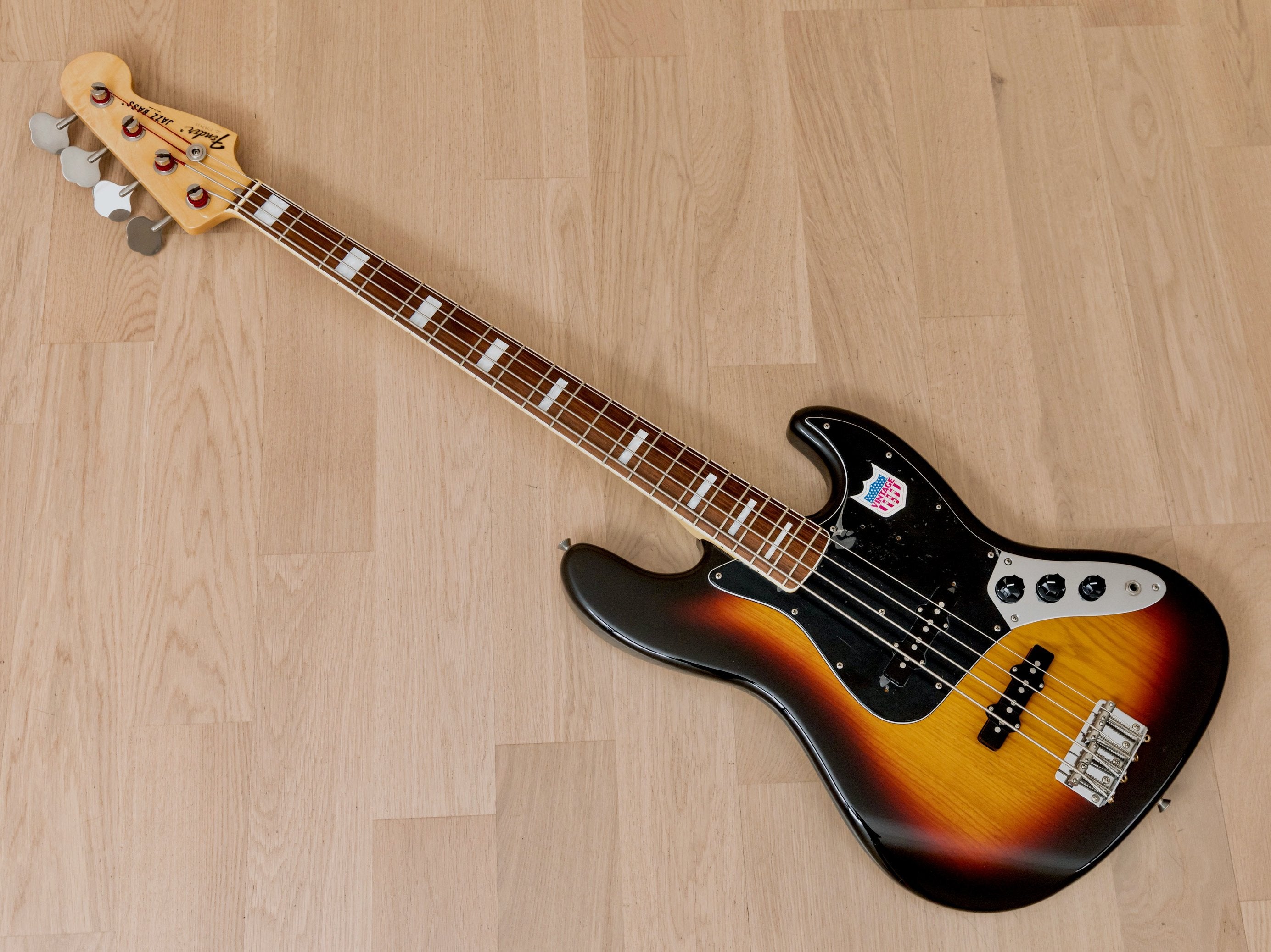 2002 Fender Jazz Bass '75 Vintage Reissue JB75-90US Sunburst w/ USA Pickups, Japan CIJ