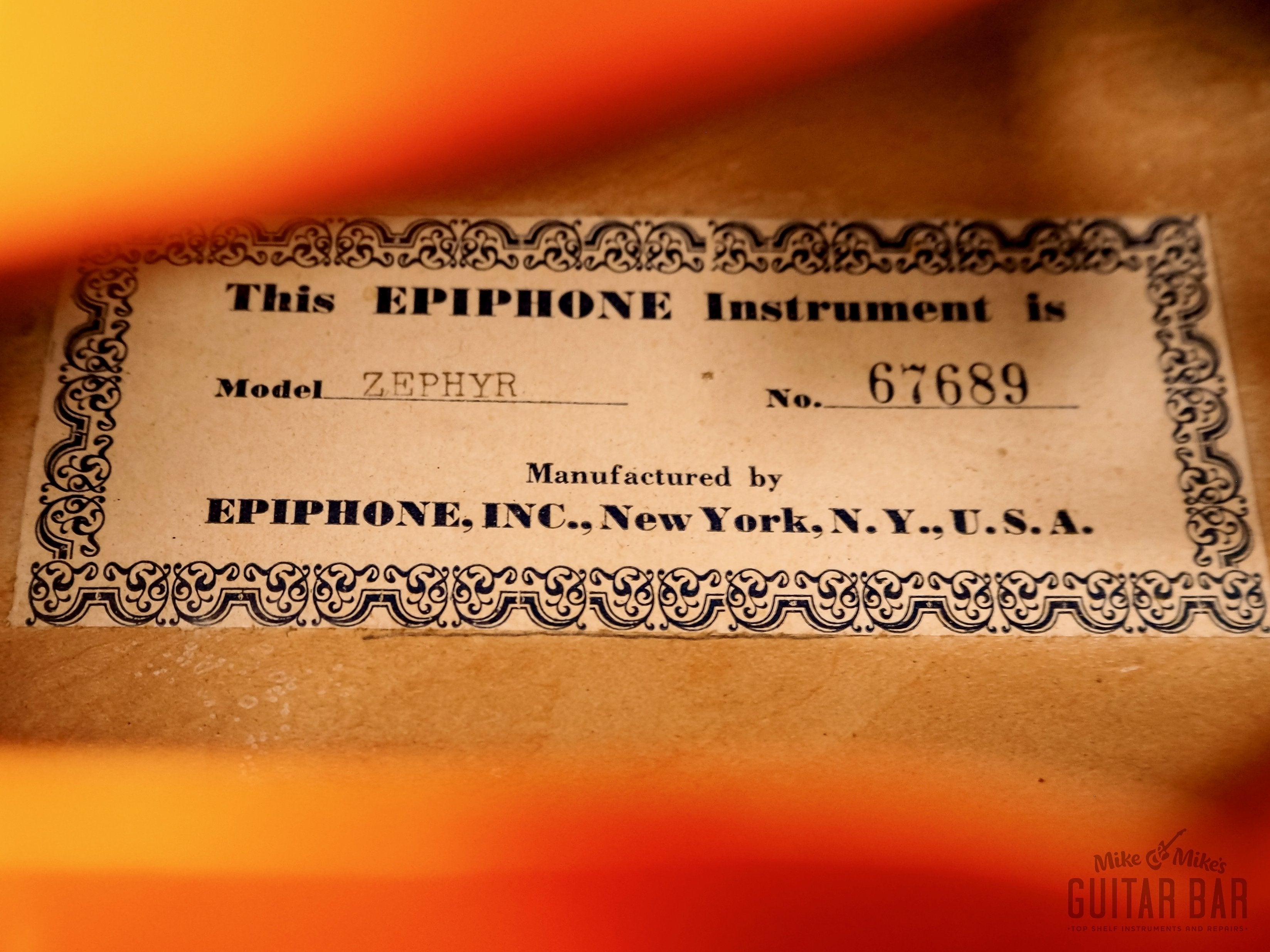 1954 Epiphone Zephyr Vintage Archtop Electric Guitar, Sunburst, Collector-Grade w/ Case