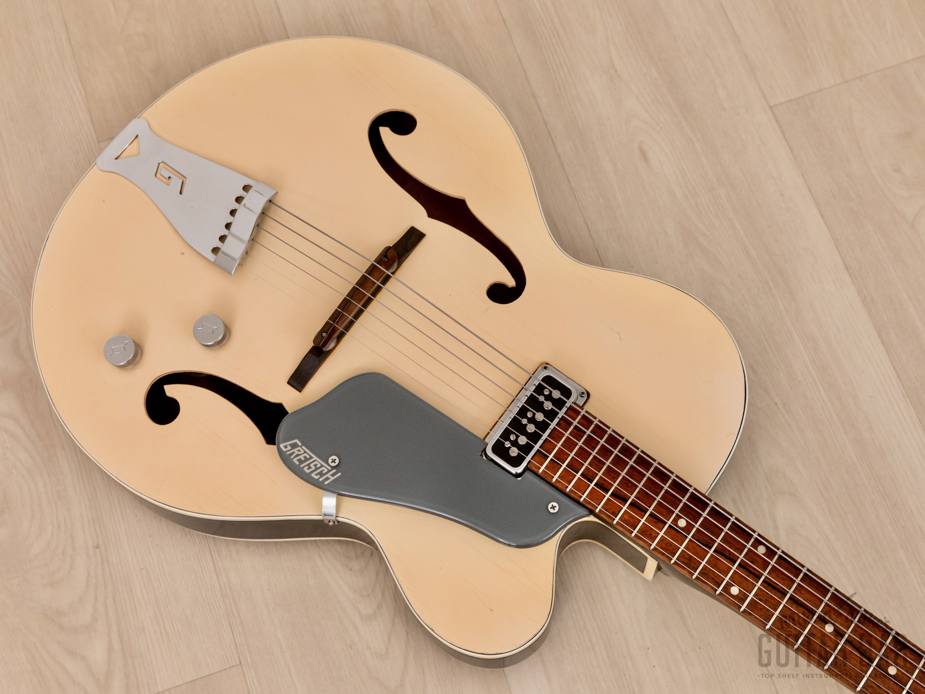 1957 Gretsch Clipper 6187 Vintage Guitar Lotus Ivory w/ DeArmond Dynasonic, Lifton Case