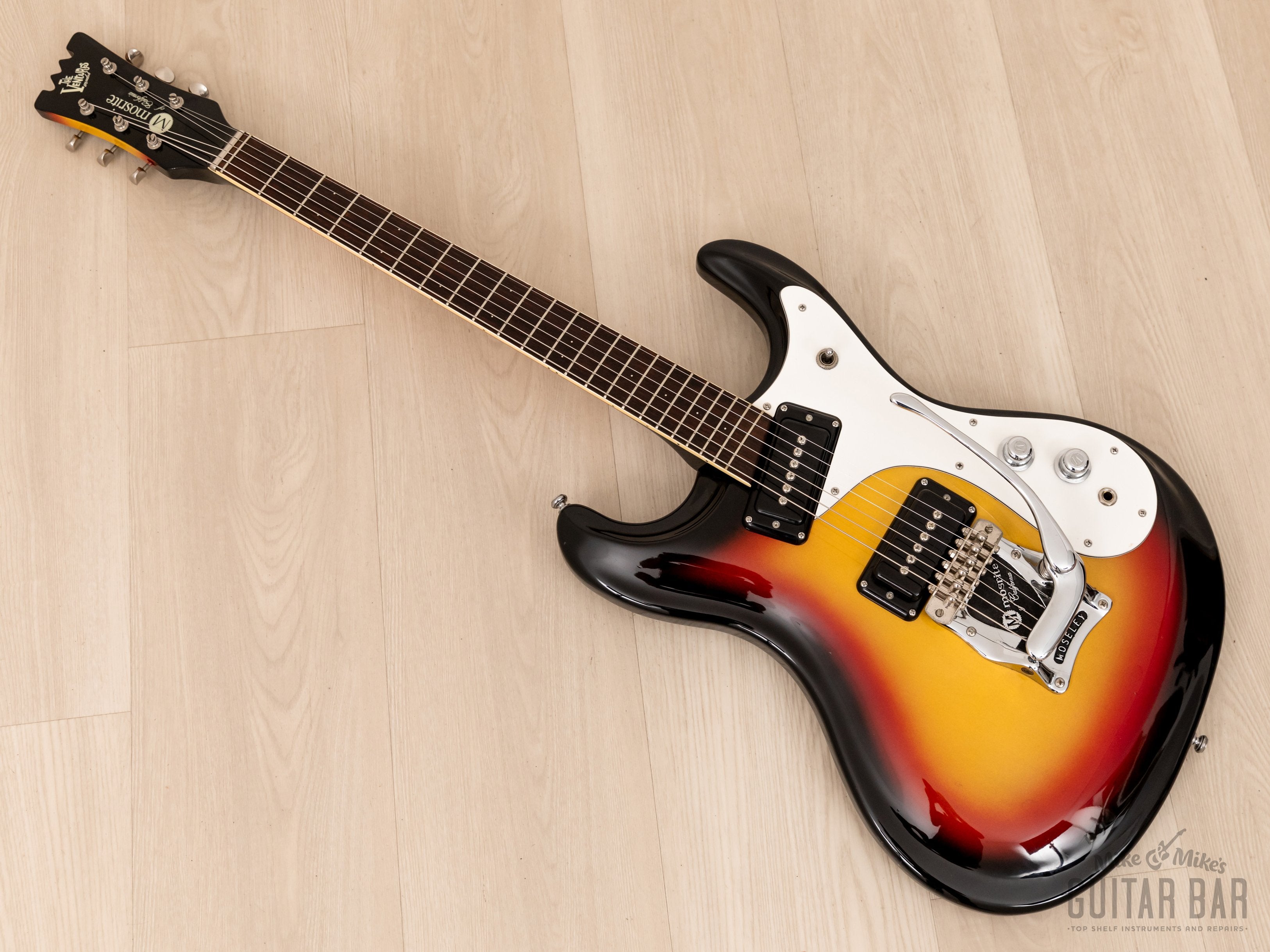 1990s Mosrite Ventures Model '65 Vintage Reissue Sunburst w/ Moseley Vibrato & Tags, Japan Kurokumo