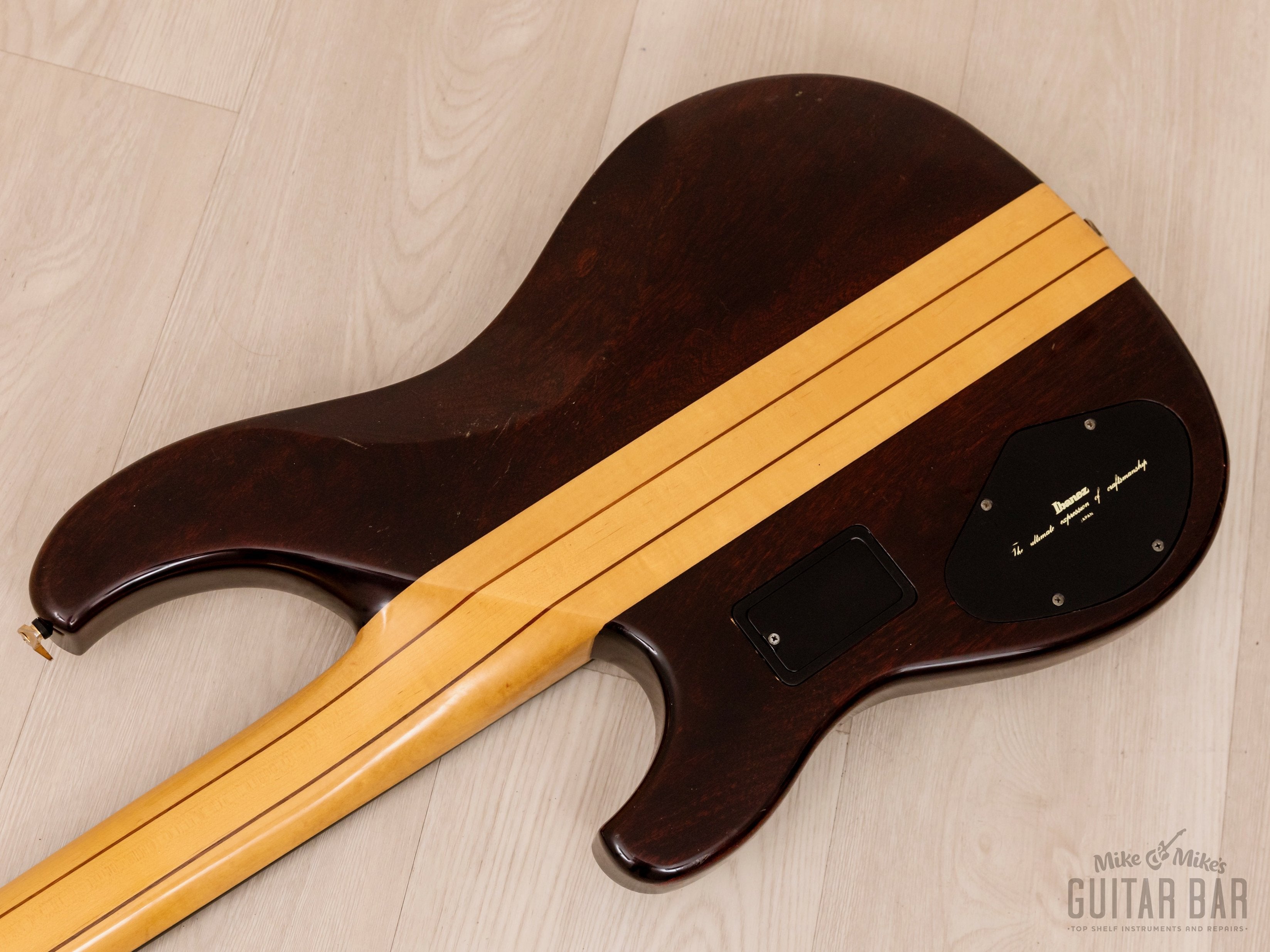 1985 Ibanez Musician MC924 DS Vintage Neck Through Bass Guitar Dark Stain w/ Hangtag, Japan