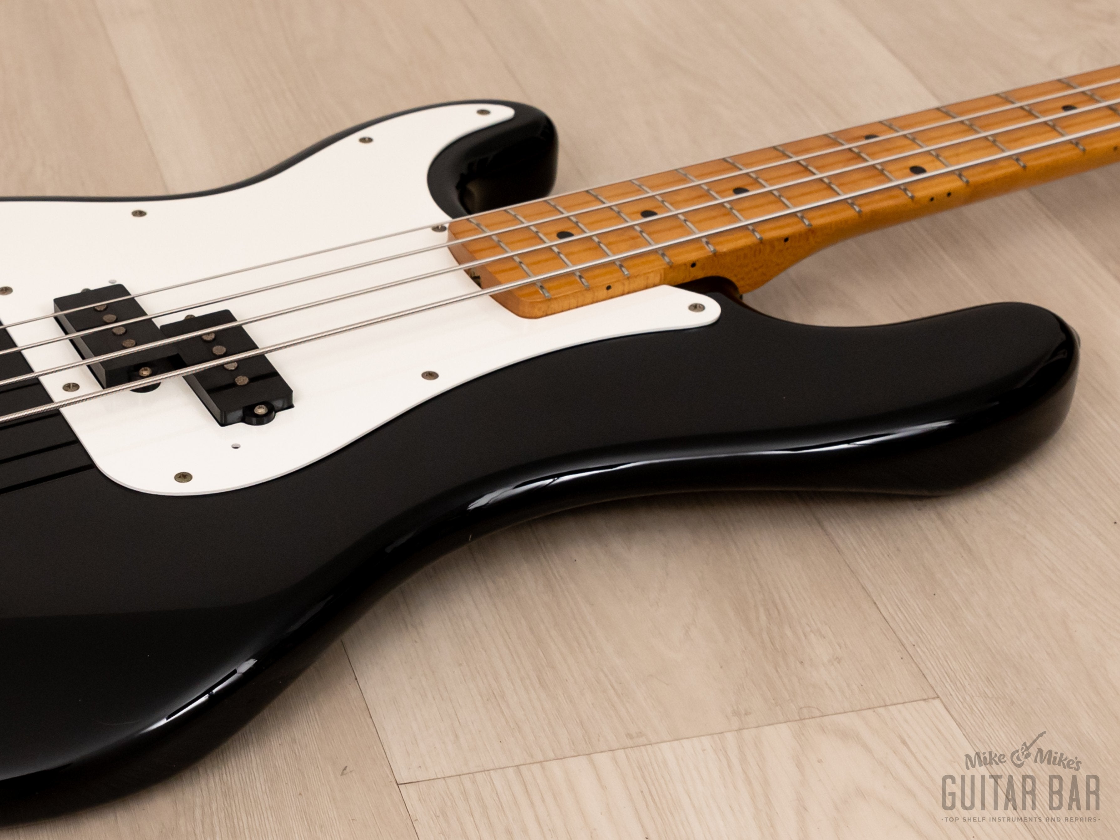 1988 Fender Precision Bass '57 Vintage Reissue Left-Handed PB57-55L Black, Japan MIJ Fujigen