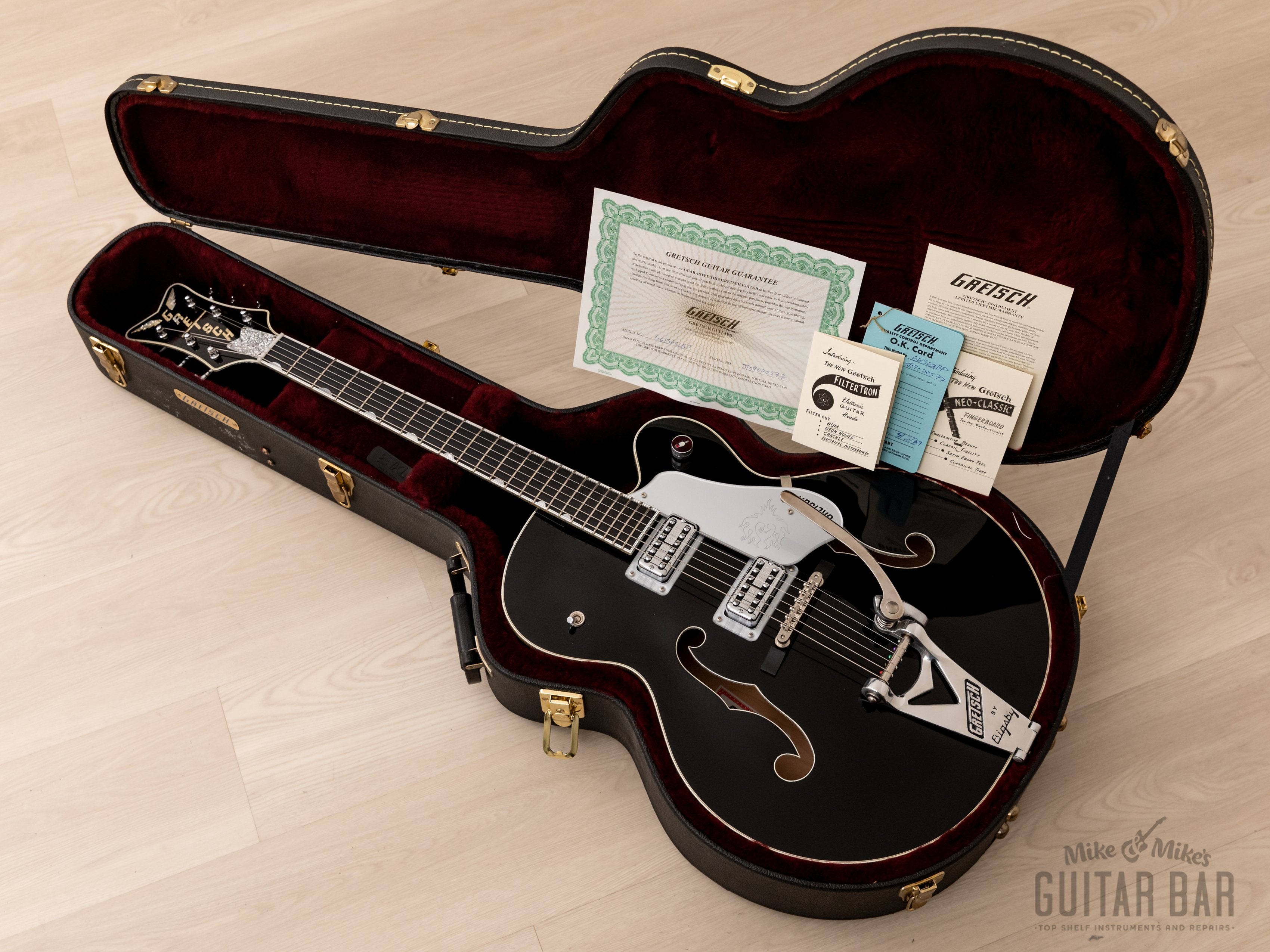 2009 Gretsch Brian Setzer Black Phoenix G6136SLBP w/ TV Jones, Case & Tags.  Jim Root-Owned