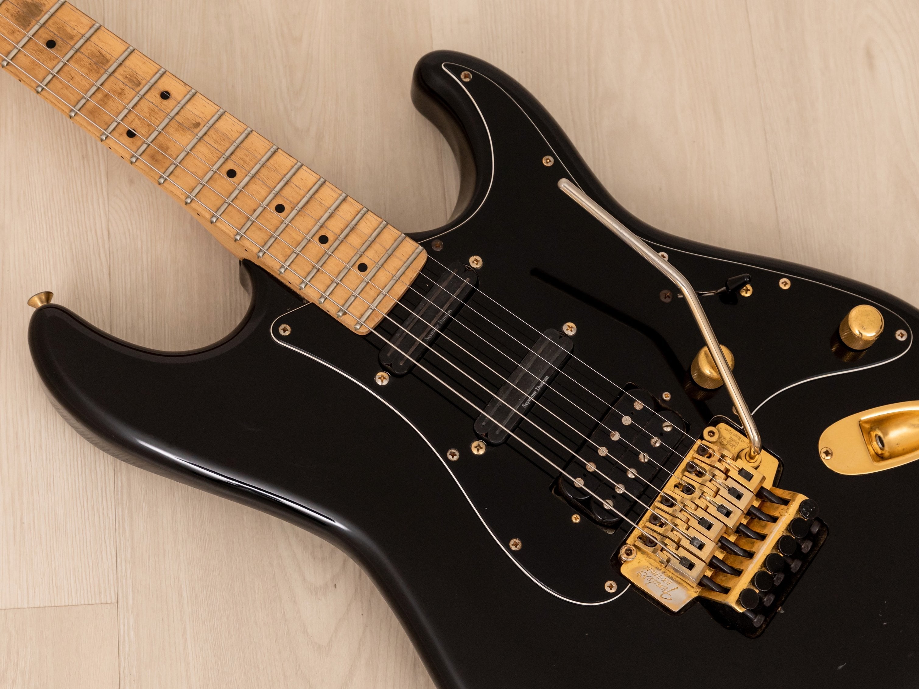 1988 Fender Stratocaster STR-70 SSH Black w/ Seymour Duncan Hot Rails & Floyd Rose, Japan MIJ Fujigen