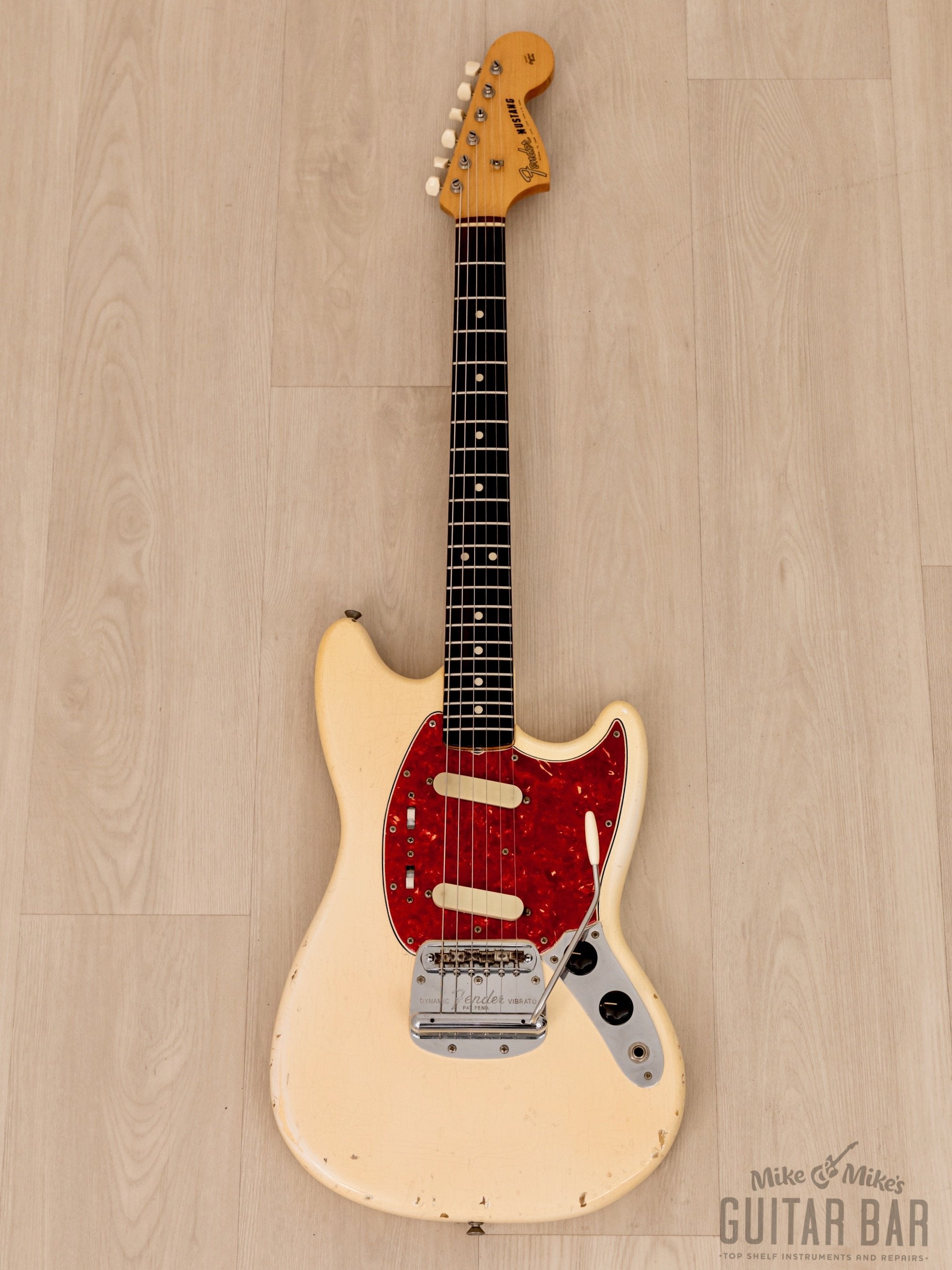 1966 Fender Mustang Vintage Guitar Olympic White 100% Original, Slab Board w/ Case