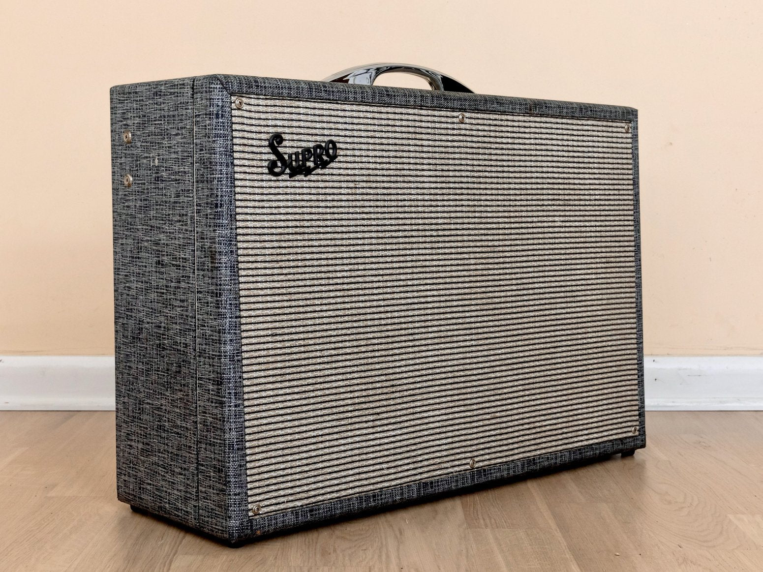 1965 Supro Vibra-Verb 6498 VR Vintage Tube Amp 2x12 w/ Vibrato & Jensen C12PS, RCA Tube Set
