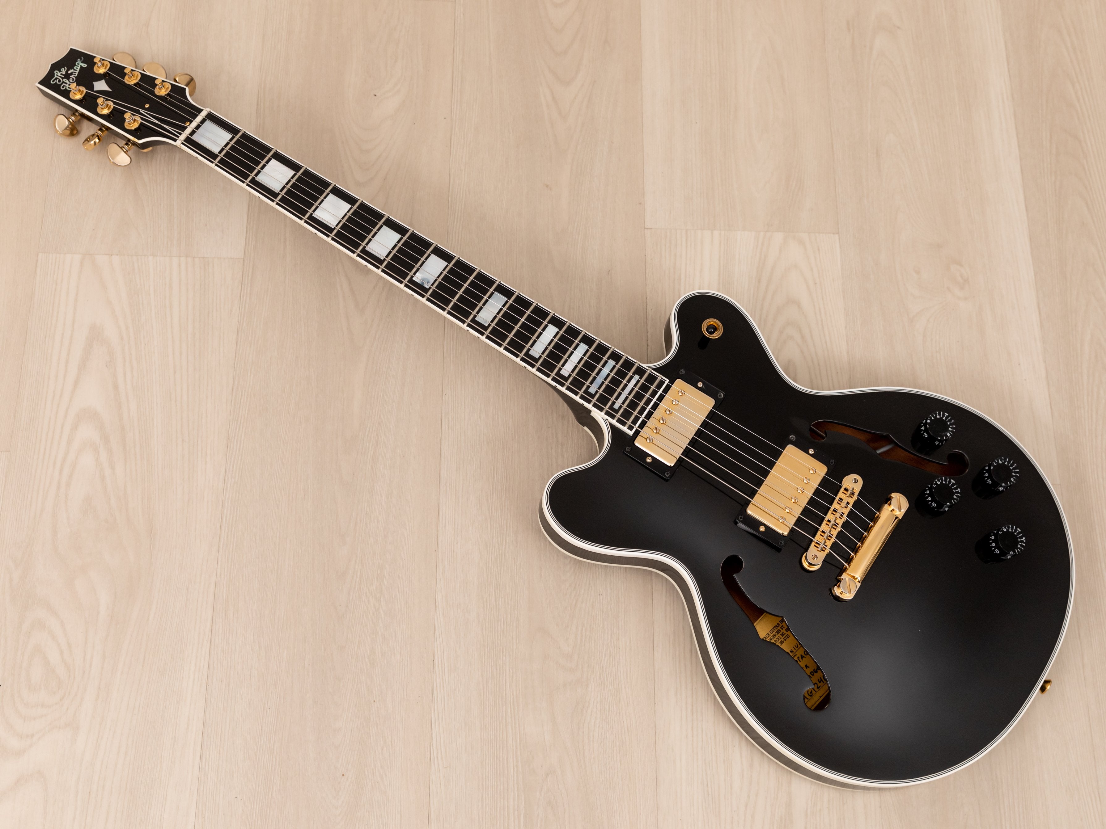 2016 Heritage Millennium DC Double Cutaway Semi-Hollow Guitar Black Opaque w/ Seymour Duncan PAFs & Case, Kalamazoo