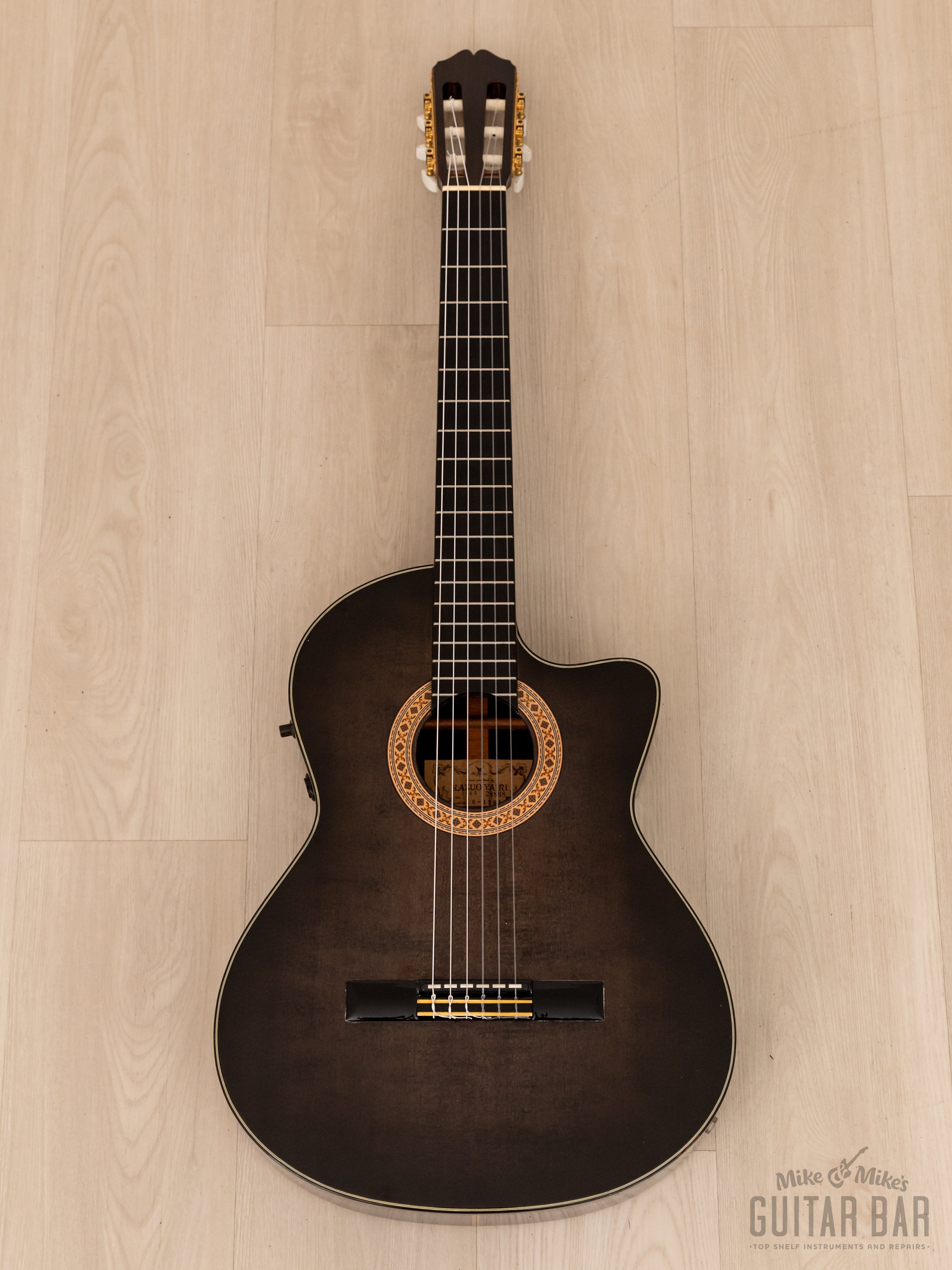 1993 Kazuo Yairi CE-1 TBK Cutaway Classical Acoustic Electric Guitar Trans Black w/ Case