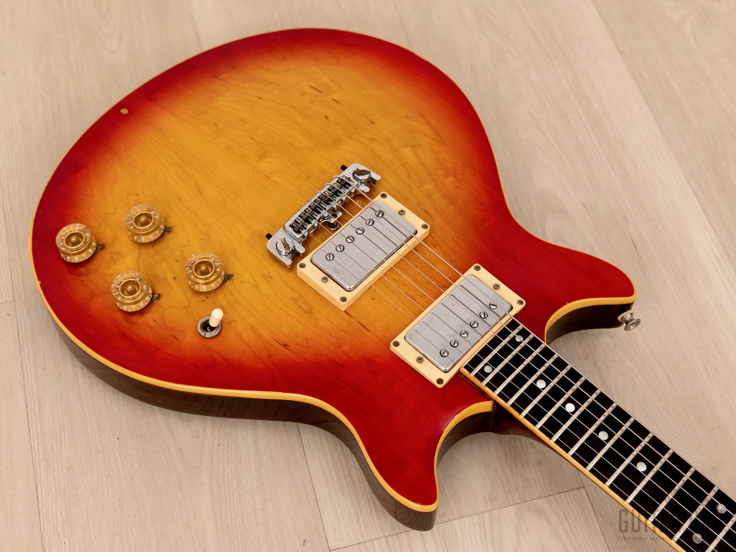 1977 Greco MR800 Mick Ralphs Signature Vintage Double Cutaway Guitar w/ Maxon U-2000 & Case, Japan Fujigen