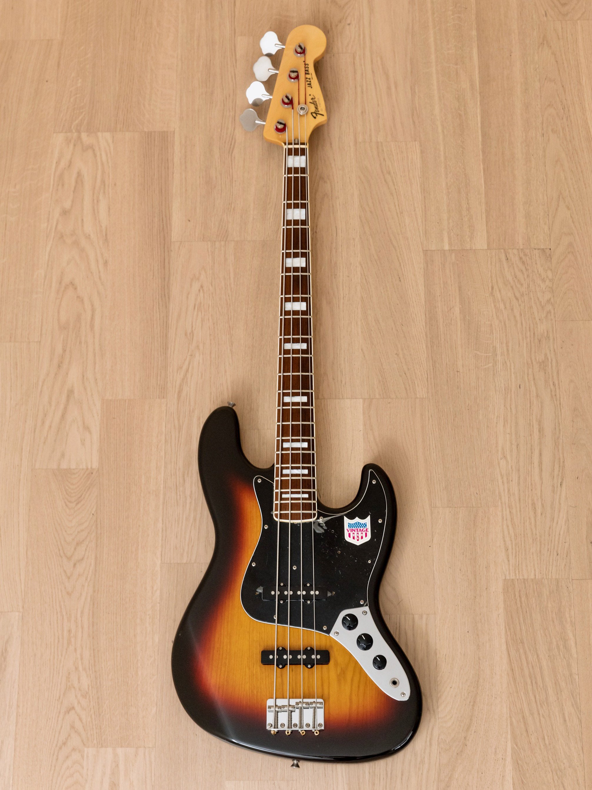 2002 Fender Jazz Bass '75 Vintage Reissue JB75-90US Sunburst w/ USA Pickups, Japan CIJ