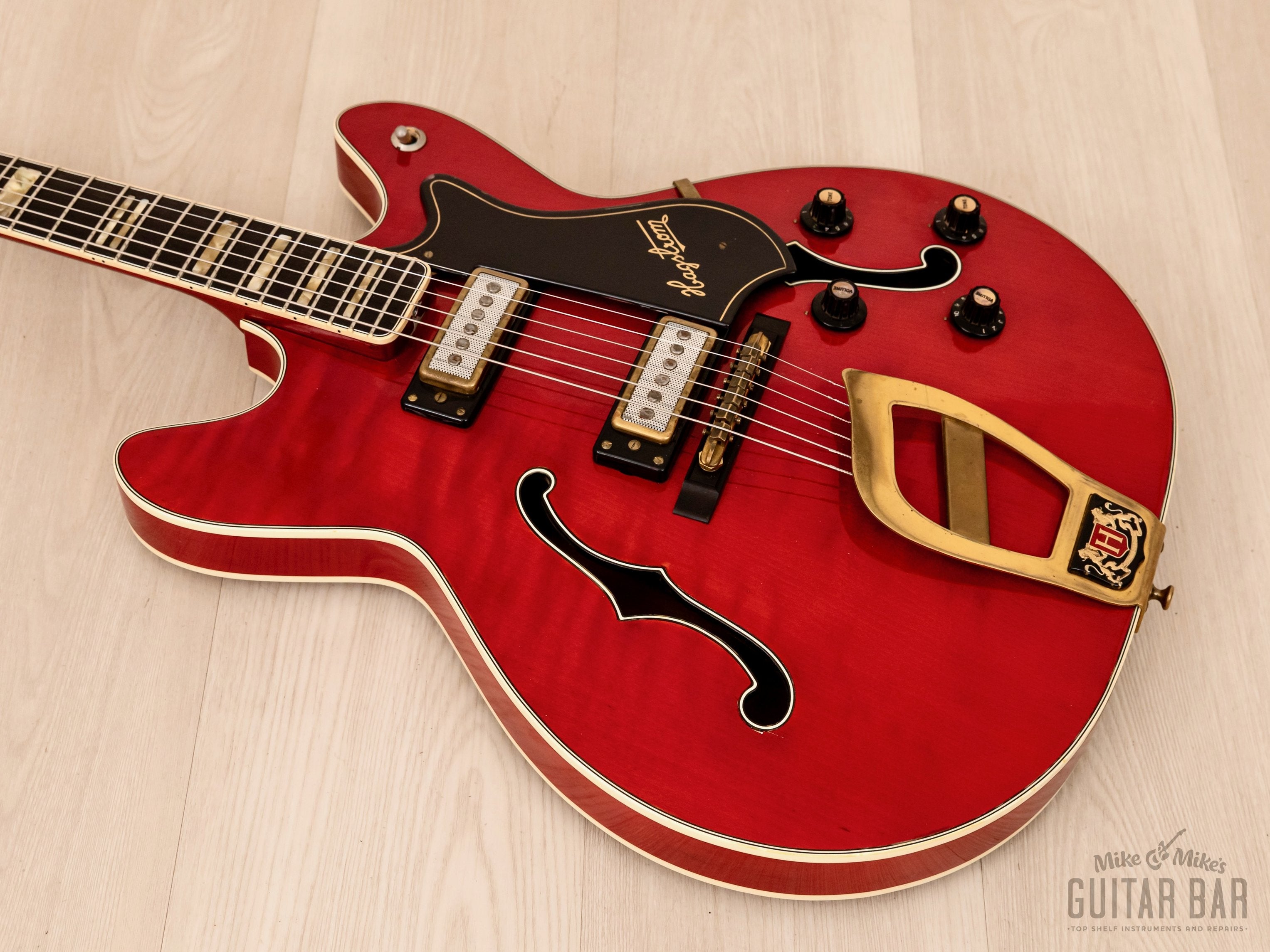 1968 Hagstrom Viking Deluxe V2 Vintage Hollowbody Cherry Red w/ Case, Elvis Comeback Special