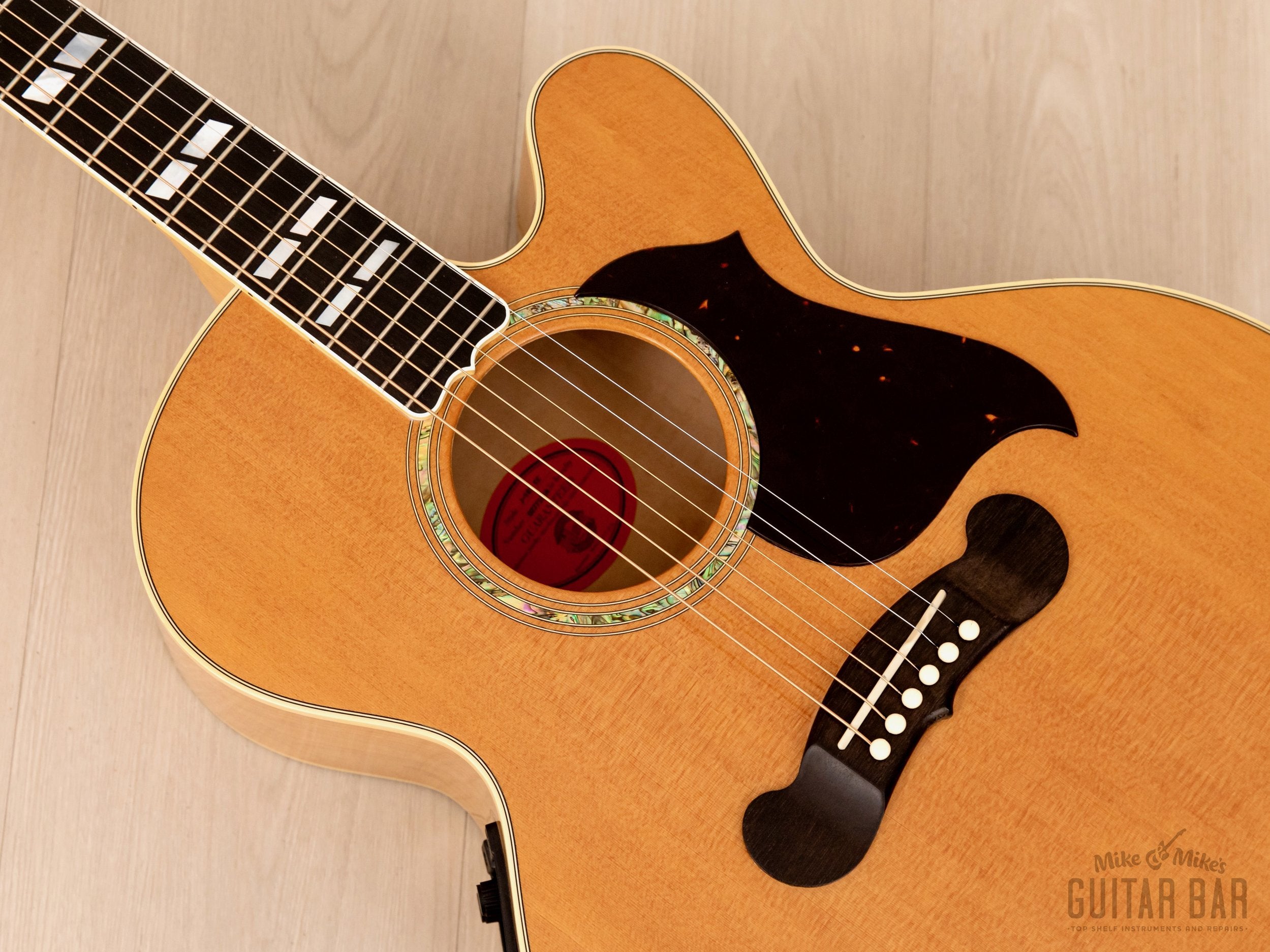 2001 Gibson J-185 EC Blonde Flame Maple Back/Sides, Near-Mint w/ Fishman Prefix, Case