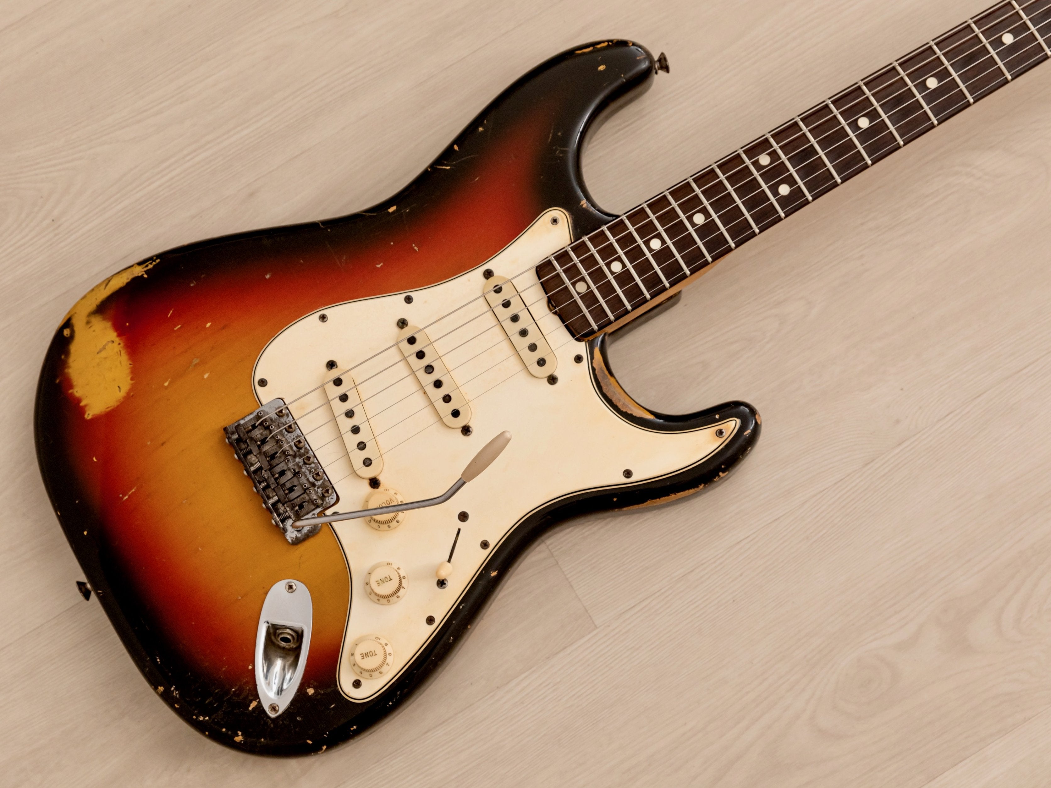 1965 Fender Stratocaster Vintage Electric Guitar Sunburst w/ 1964 Neck Date, Case