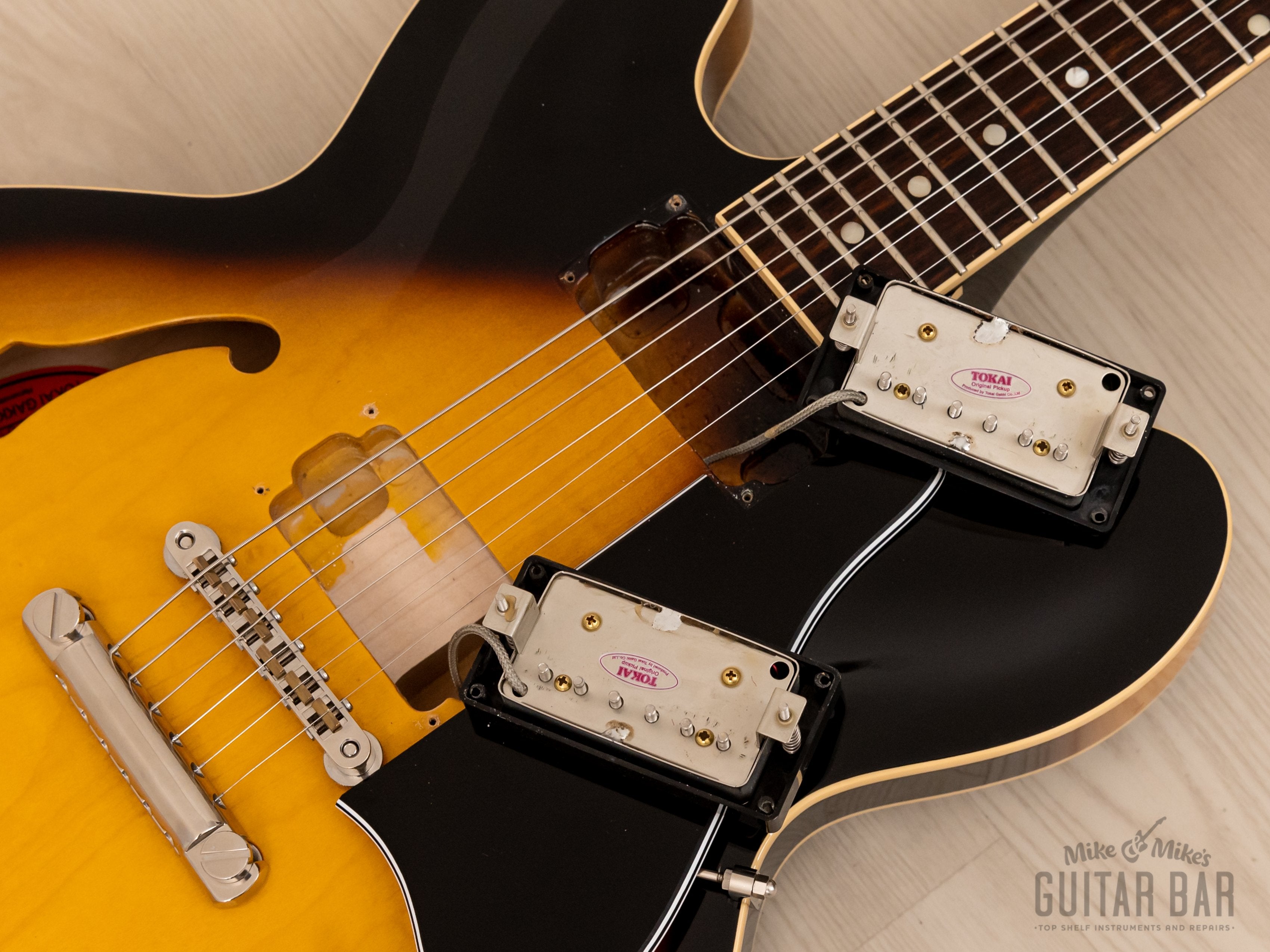 2021 Tokai ES224 Semi-Hollow Electric Guitar Sunburst Lacquer w/ PAF Vintage Mk2, Case & Tag, Japan