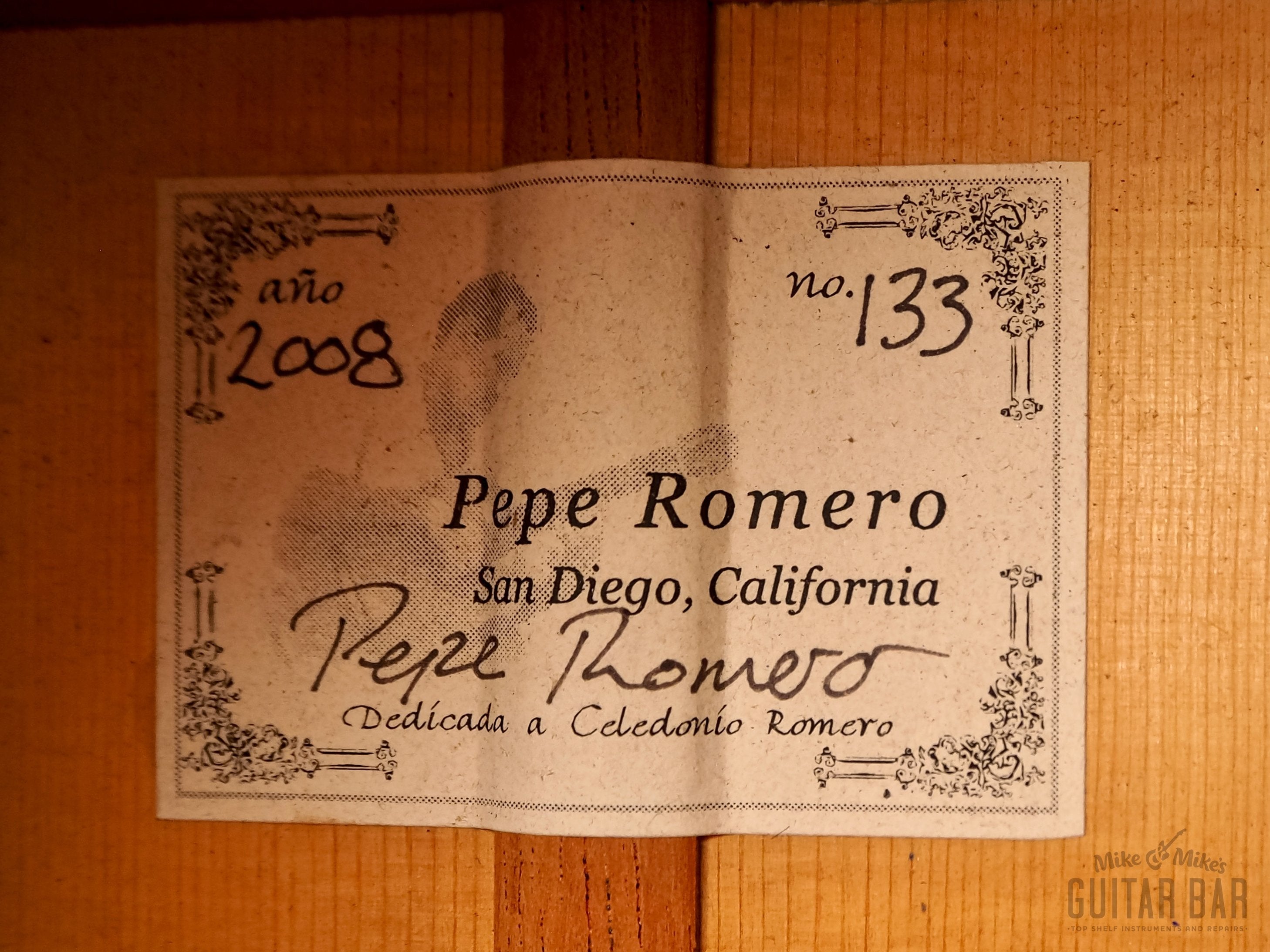 2008 Pepe Romero Jr. Classical Guitar, Spruce + Brazilian Rosewood w/ Case