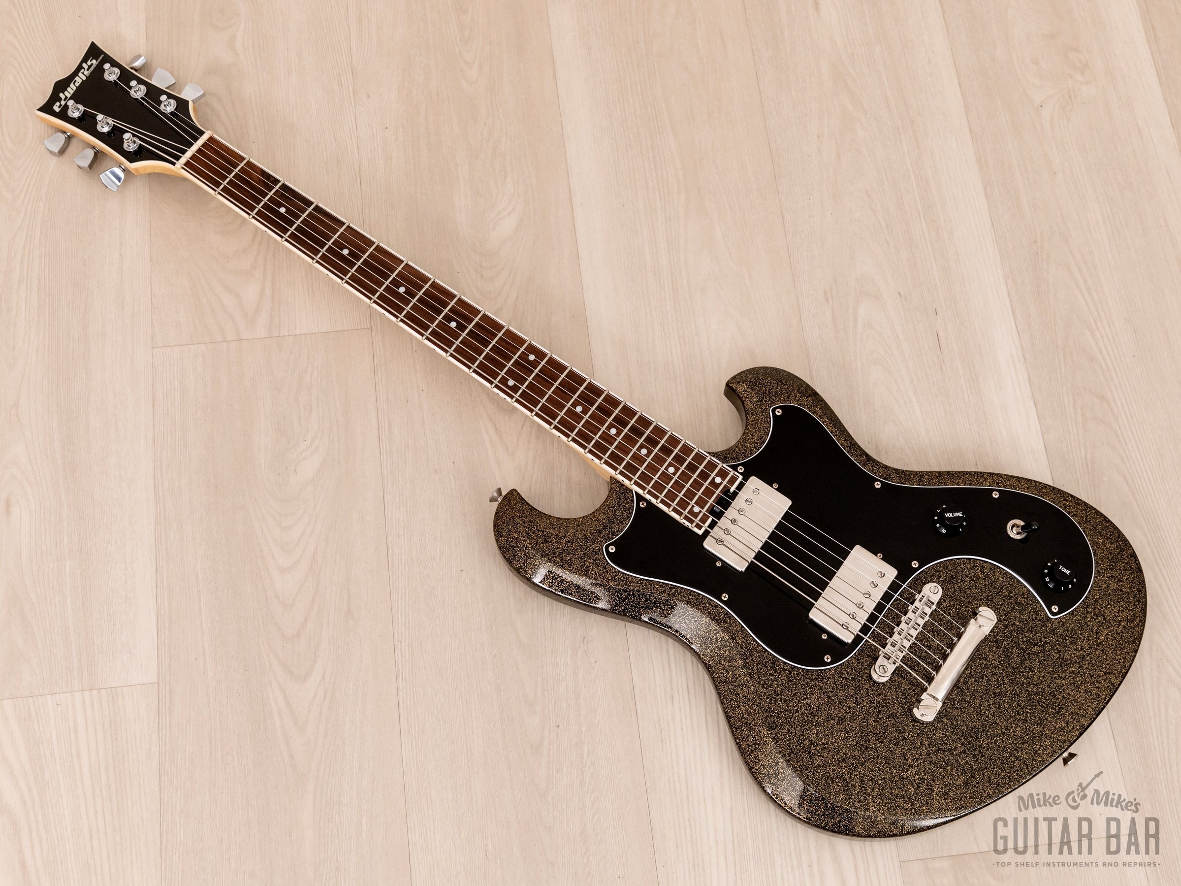 2015 Edwards by ESP E-UT-100SL Ultratone Baritone Guitar, Metallic Flake Black w/ USA Seymour Duncan, Japan
