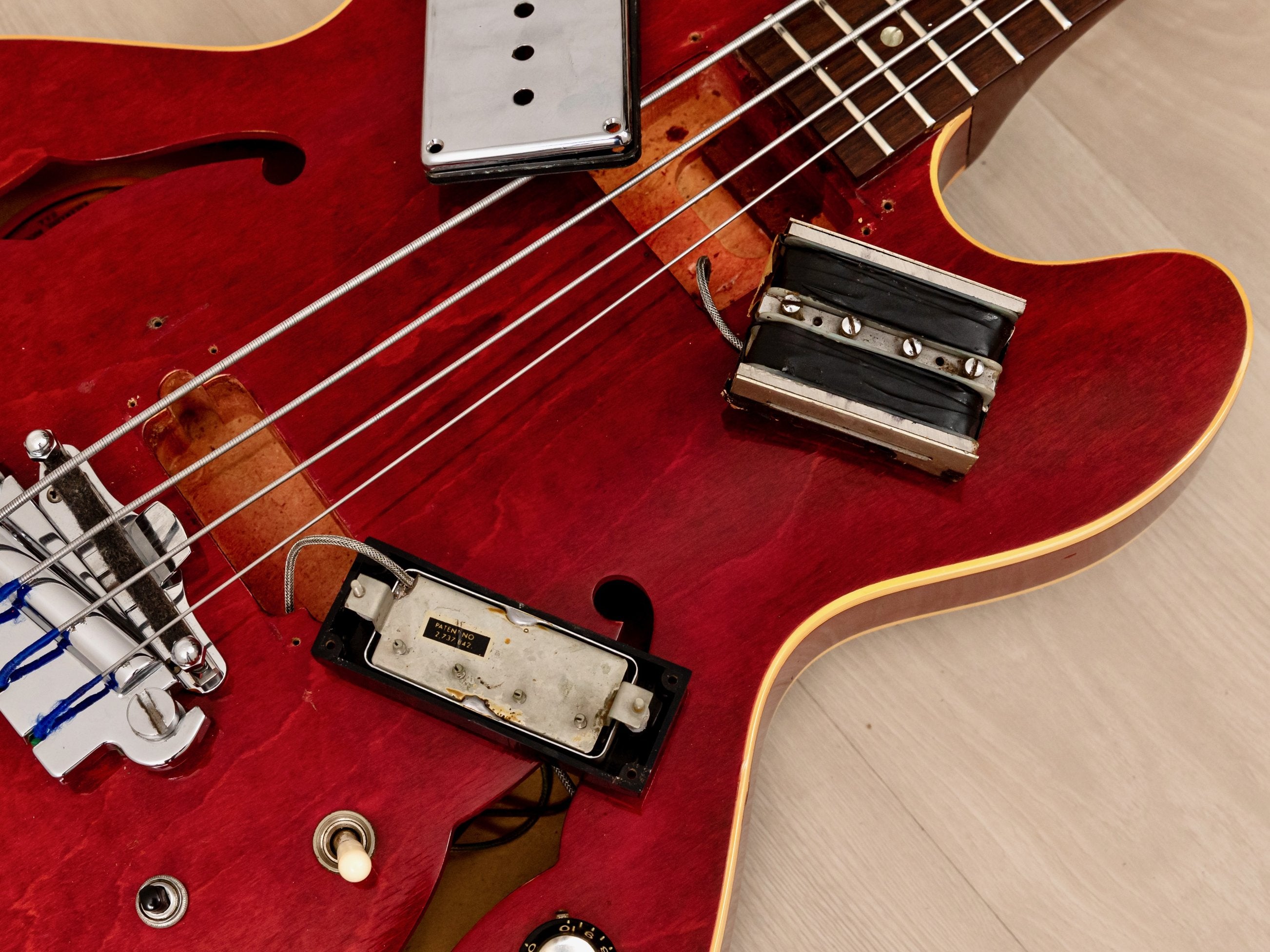 1966 Gibson EB-2D Vintage Semi-Hollowbody Bass Guitar Cherry, 100% Original w/ Case