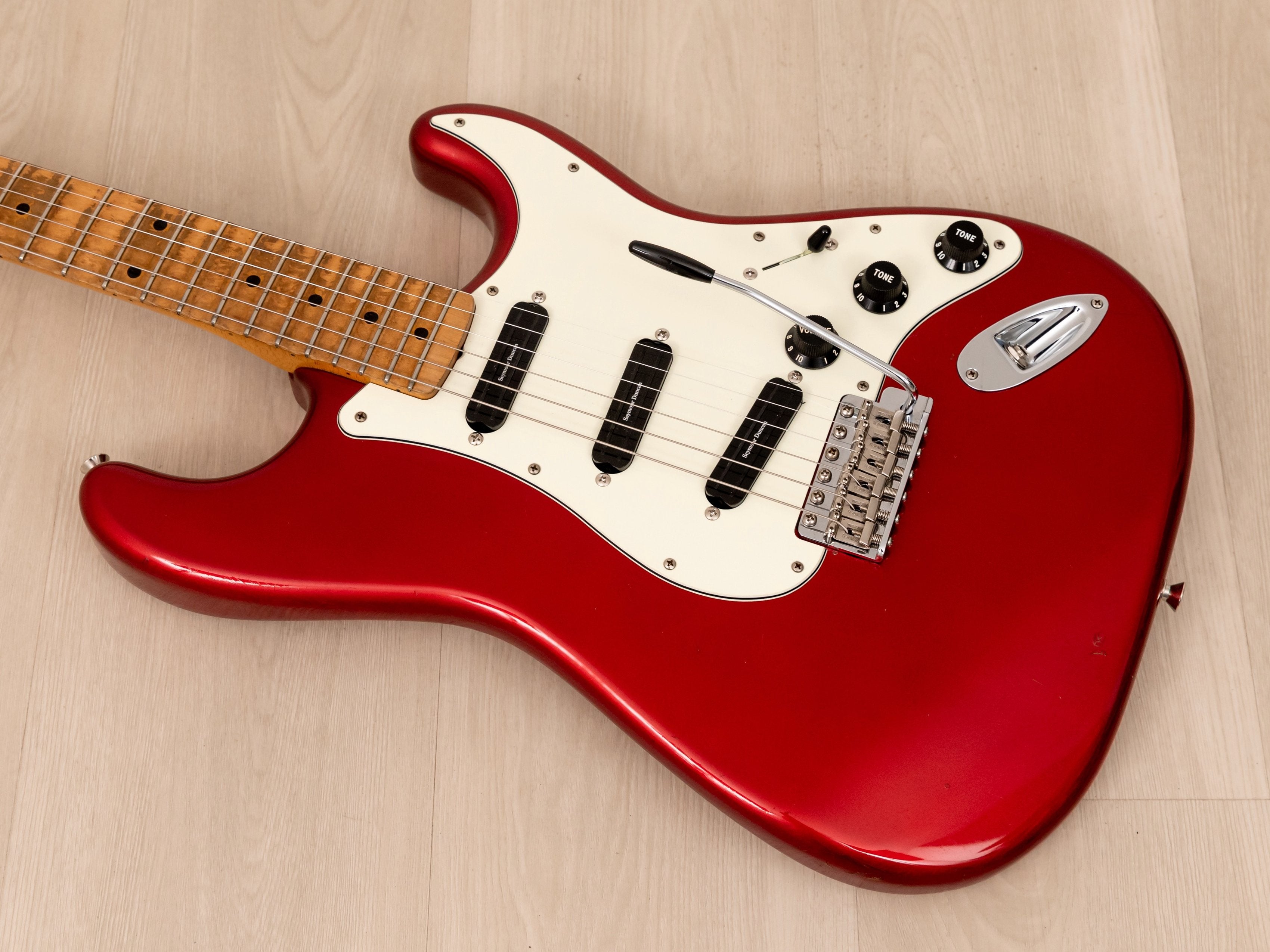 1990 Fender Order Made Stratocaster Scalloped Fretboard, Candy Apple Red w/ Seymour Duncan Hot Rails, Japan MIJ Fujigen