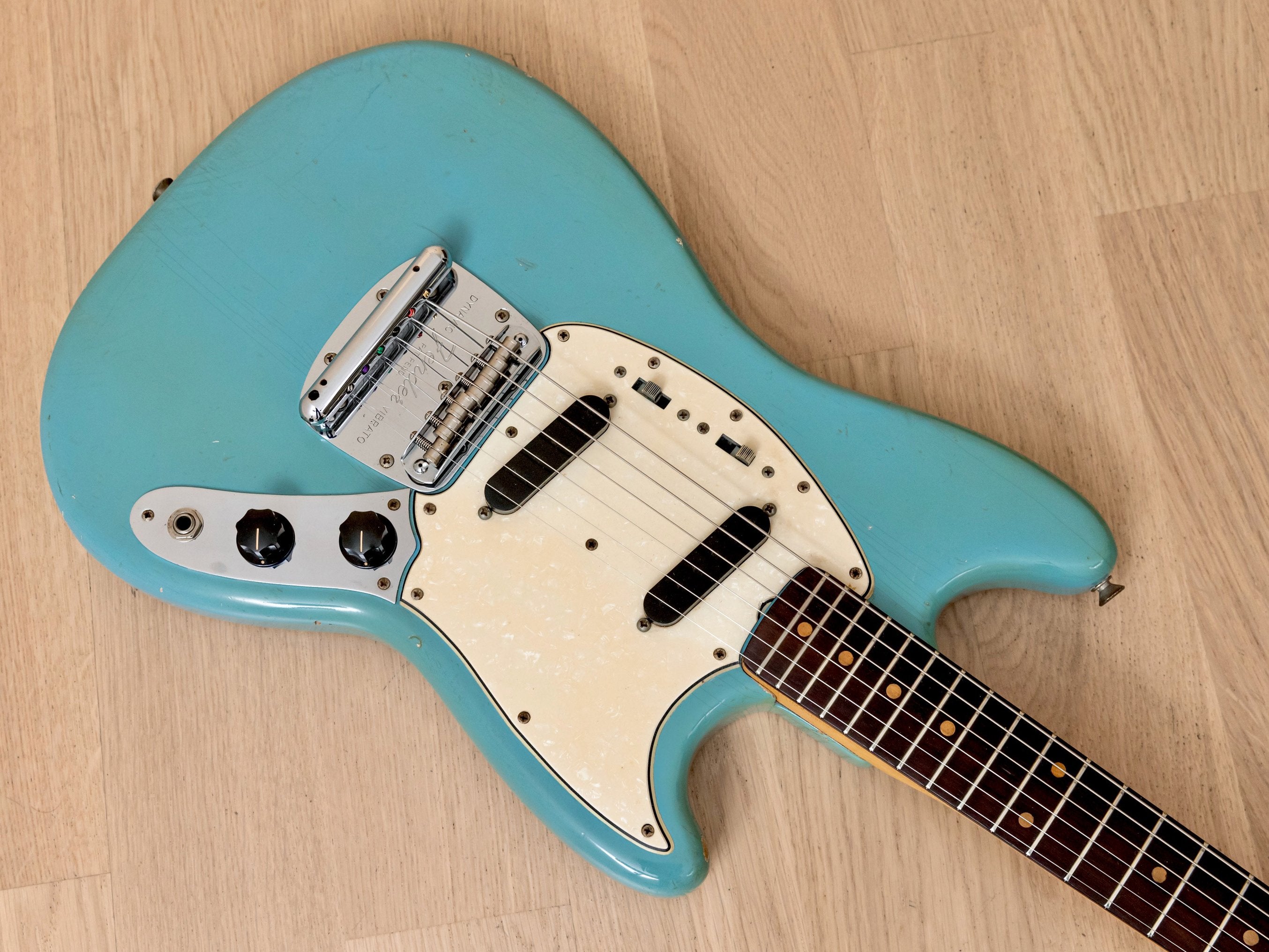 1964 Fender Mustang Vintage Pre-CBS Offset Guitar Daphne Blue, 100% Original w/ Case