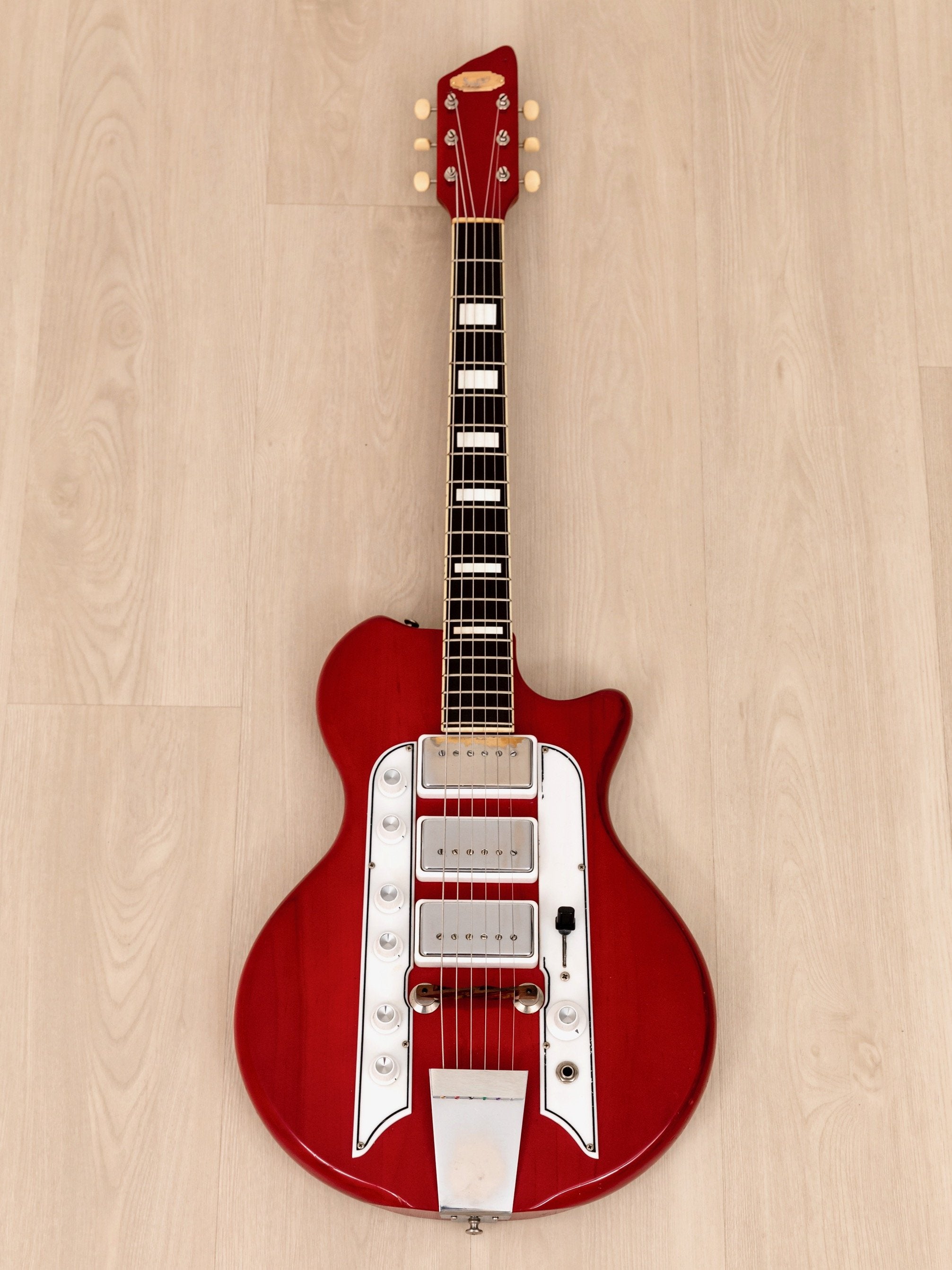 1962 Supro Airline Town & Country Triple Pickup Vintage Guitar Cherry, USA Valco-Made w/ Case