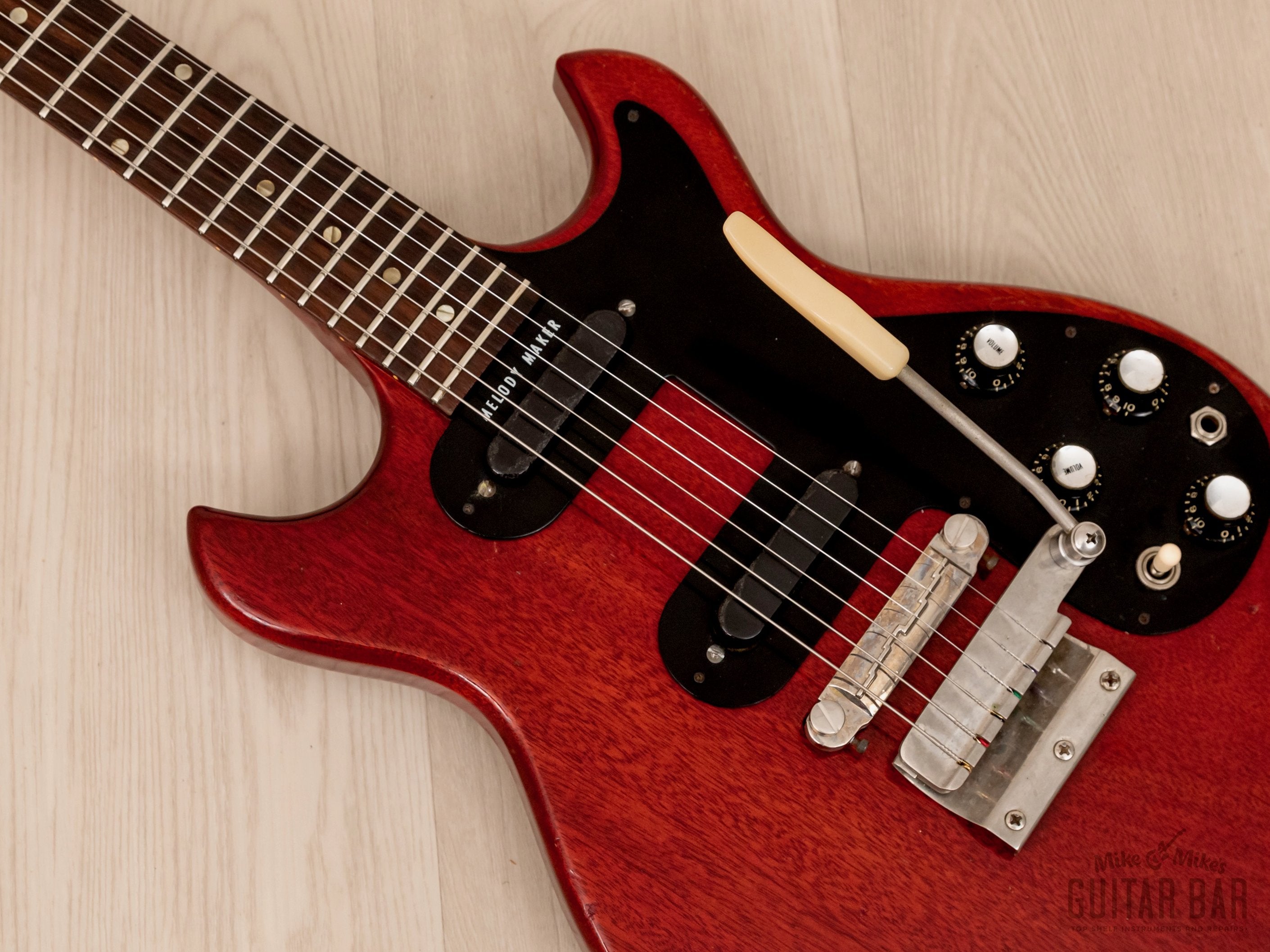 1965 Gibson Melody Maker D Double Vintage Electric Guitar Cherry w/ Vibrola, Case