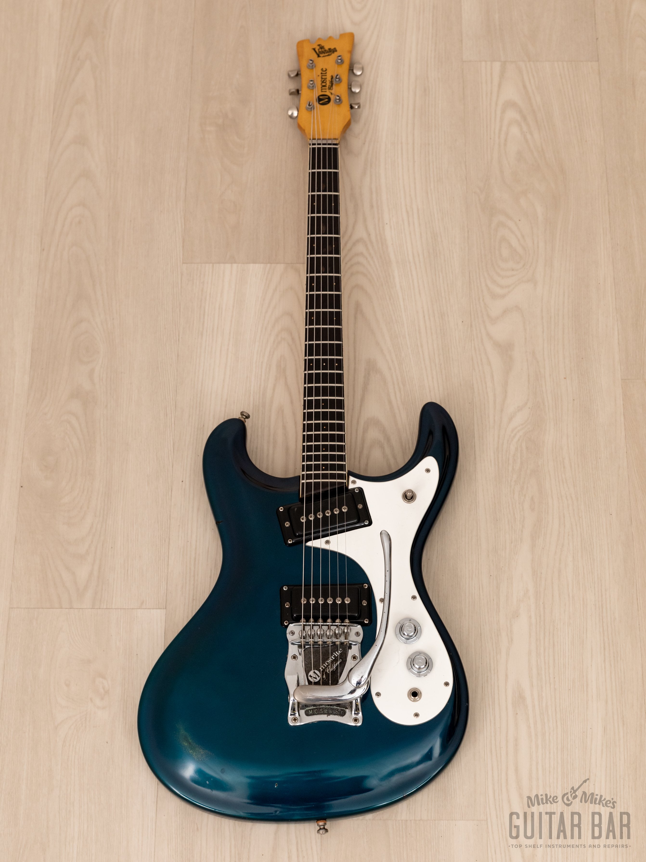 1965 Mosrite Ventures Model Vintage Electric Guitar, Ink Blue w/ Case & Strap