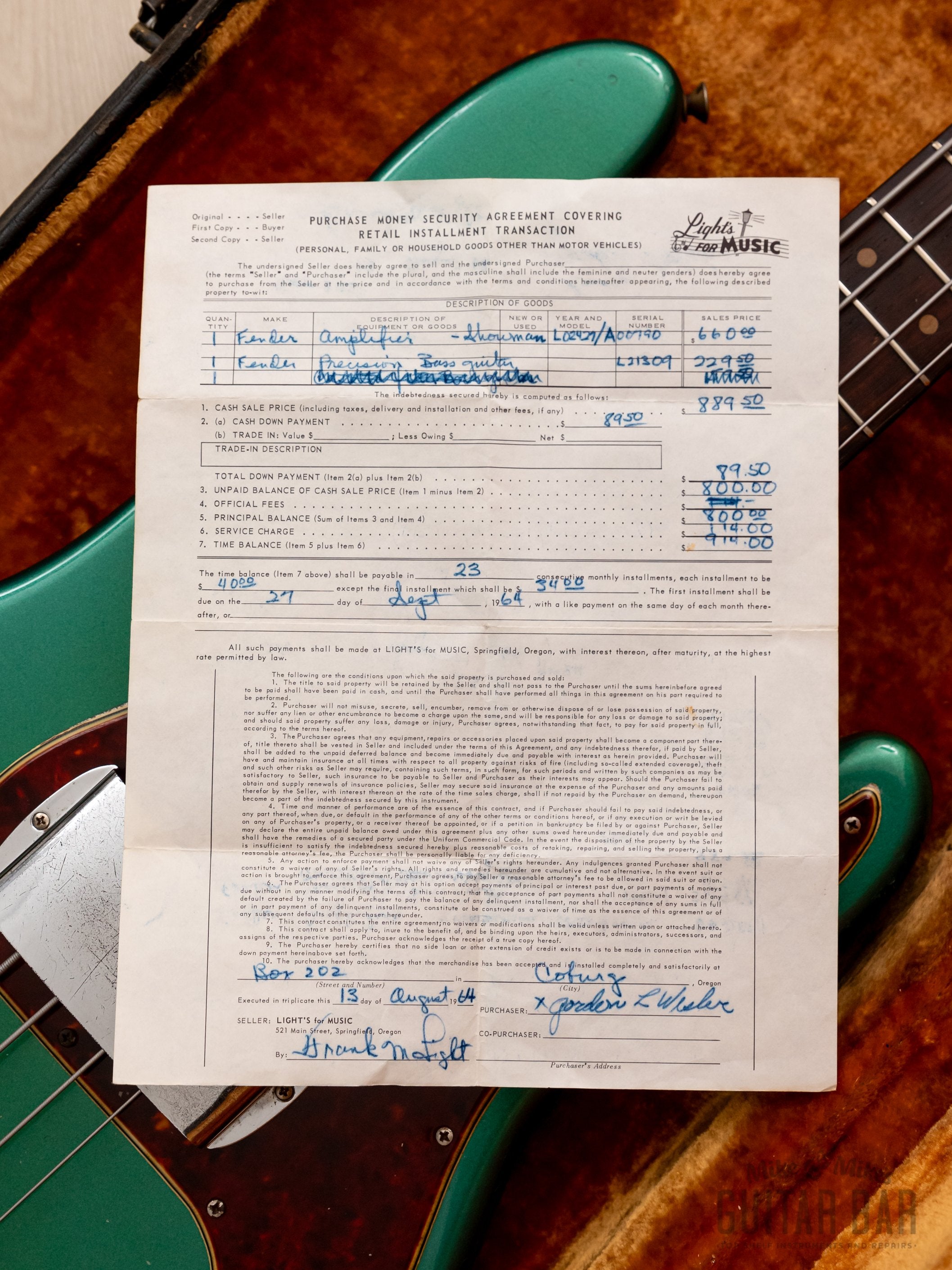 1964 Fender Precision Bass Pre-CBS Vintage Bass Sherwood Green (Riggio) w/  Paperwork, Case