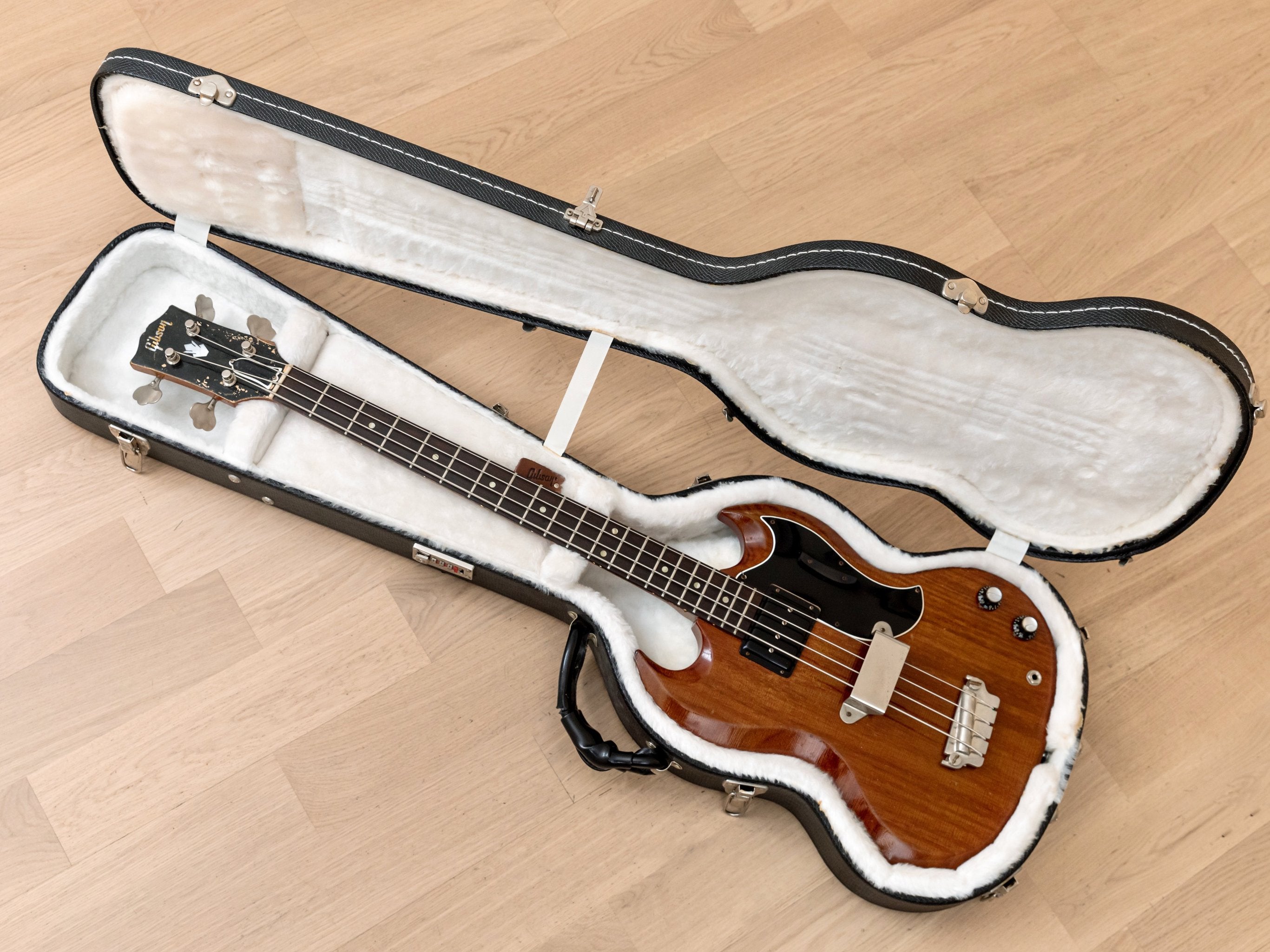 1963 Gibson EB-0 Vintage Short Scale SG Bass Cherry w/ Mudbucker, Case