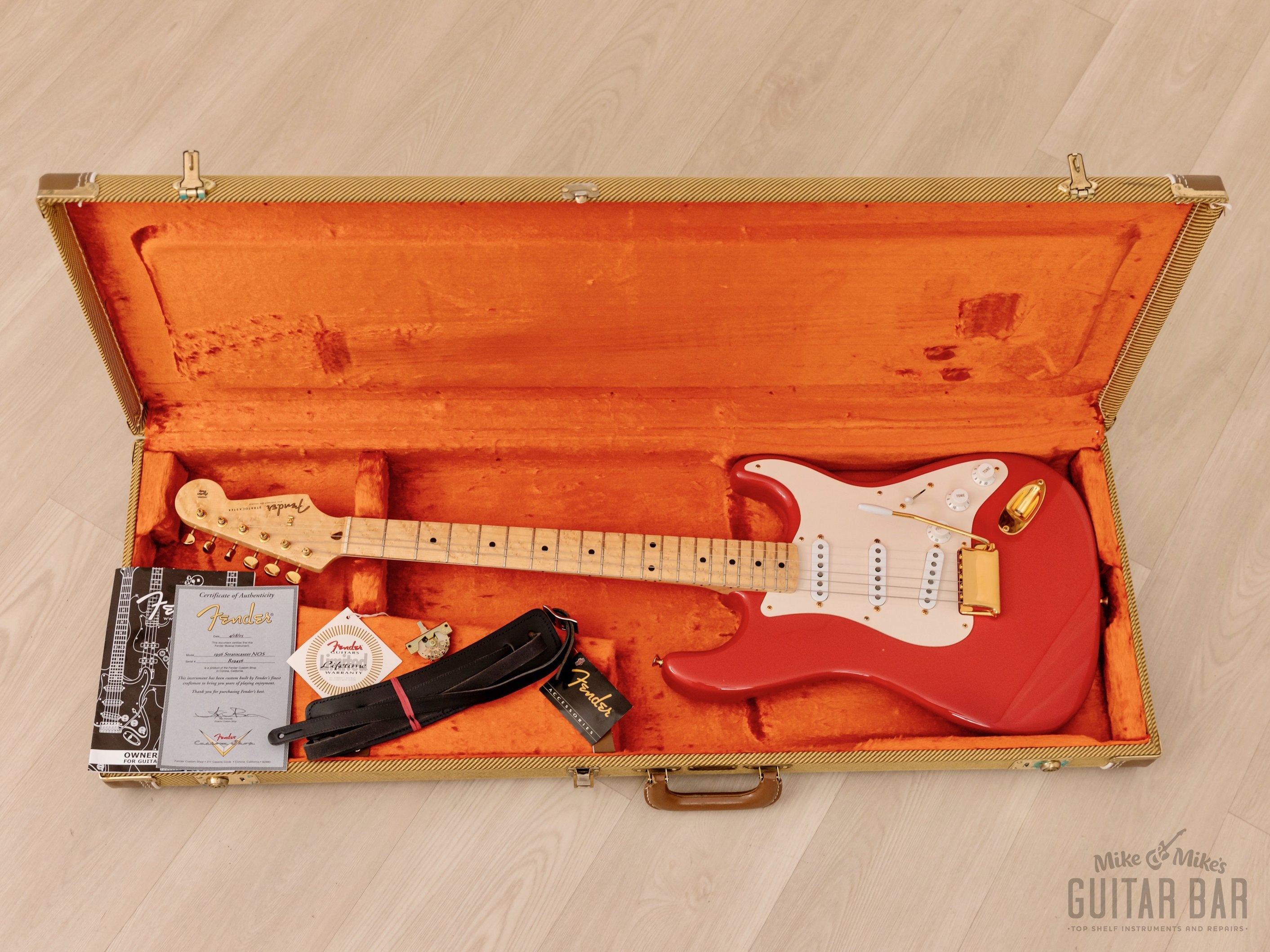 2005 Fender Custom Shop 1956 Stratocaster NOS Partscaster Fiesta Red w/ Gold Hardware, COA, Tags & Case