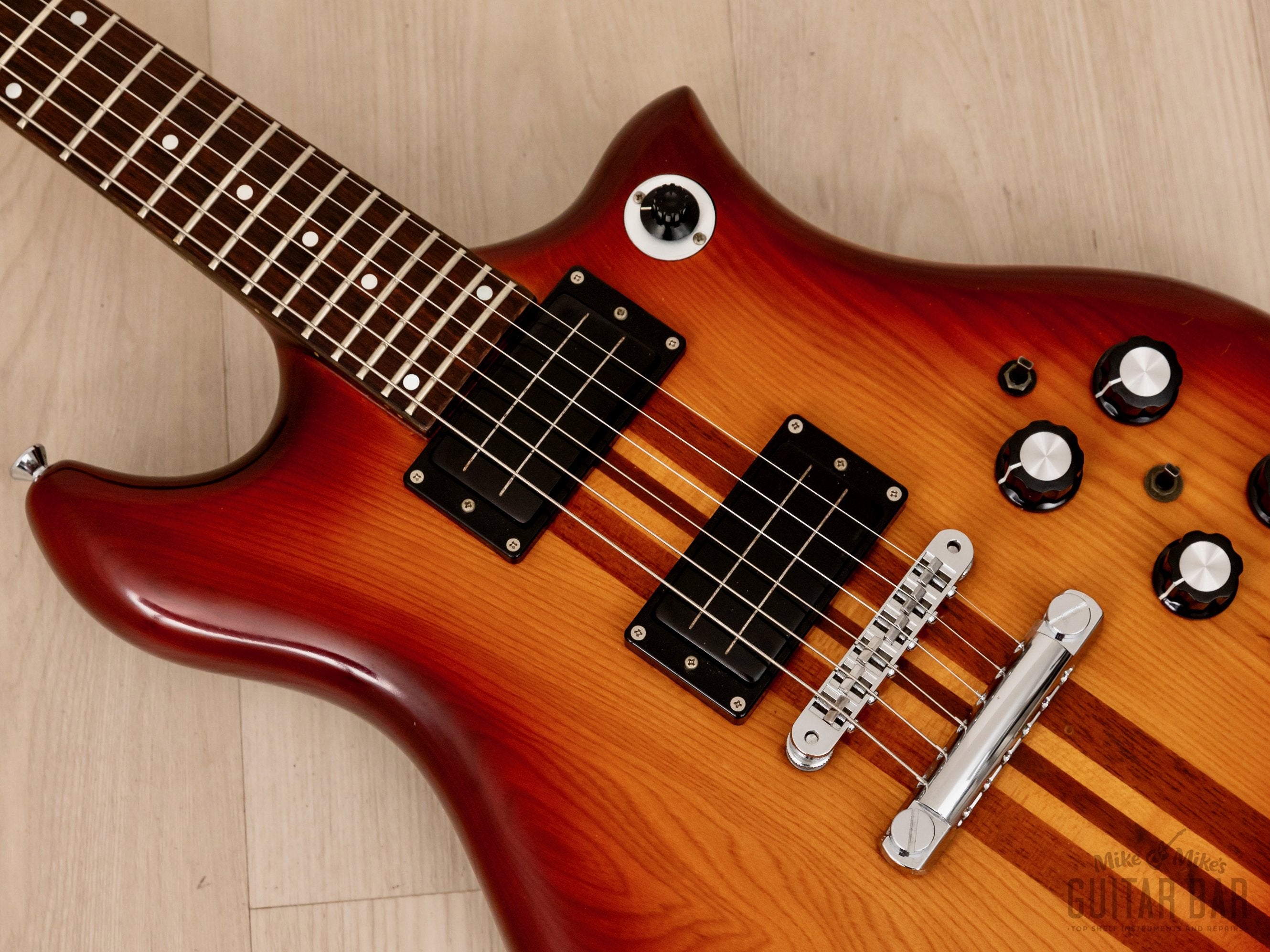 1980s Kawai F-III Vintage Neck Through Guitar Sunburst w/ Case & Active Electronics, Japan