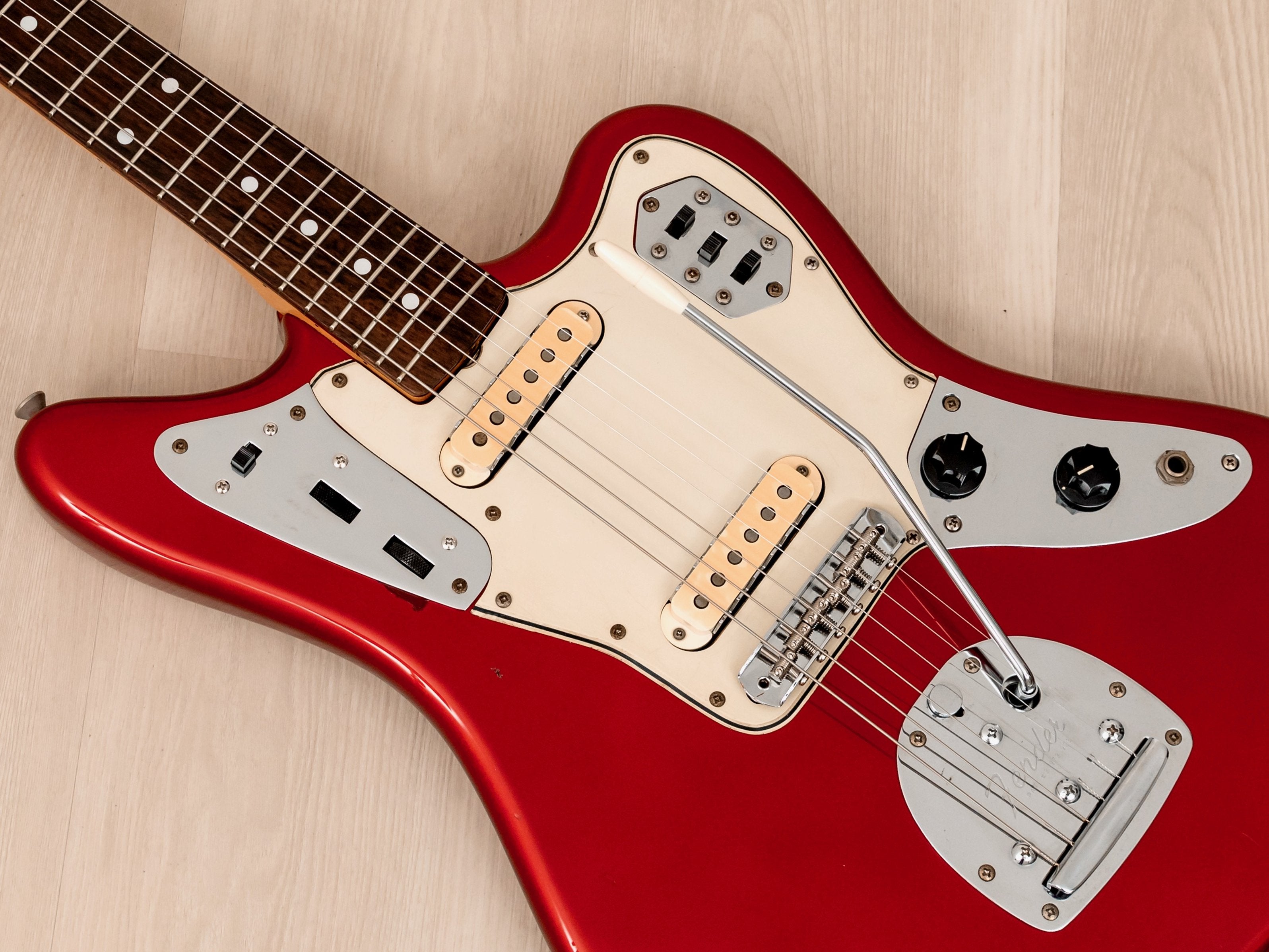 1995 Fender Jaguar '62 Vintage Reissue Offset Guitar JG66-85 Candy Apple Red w/ Headstock, Japan MIJ