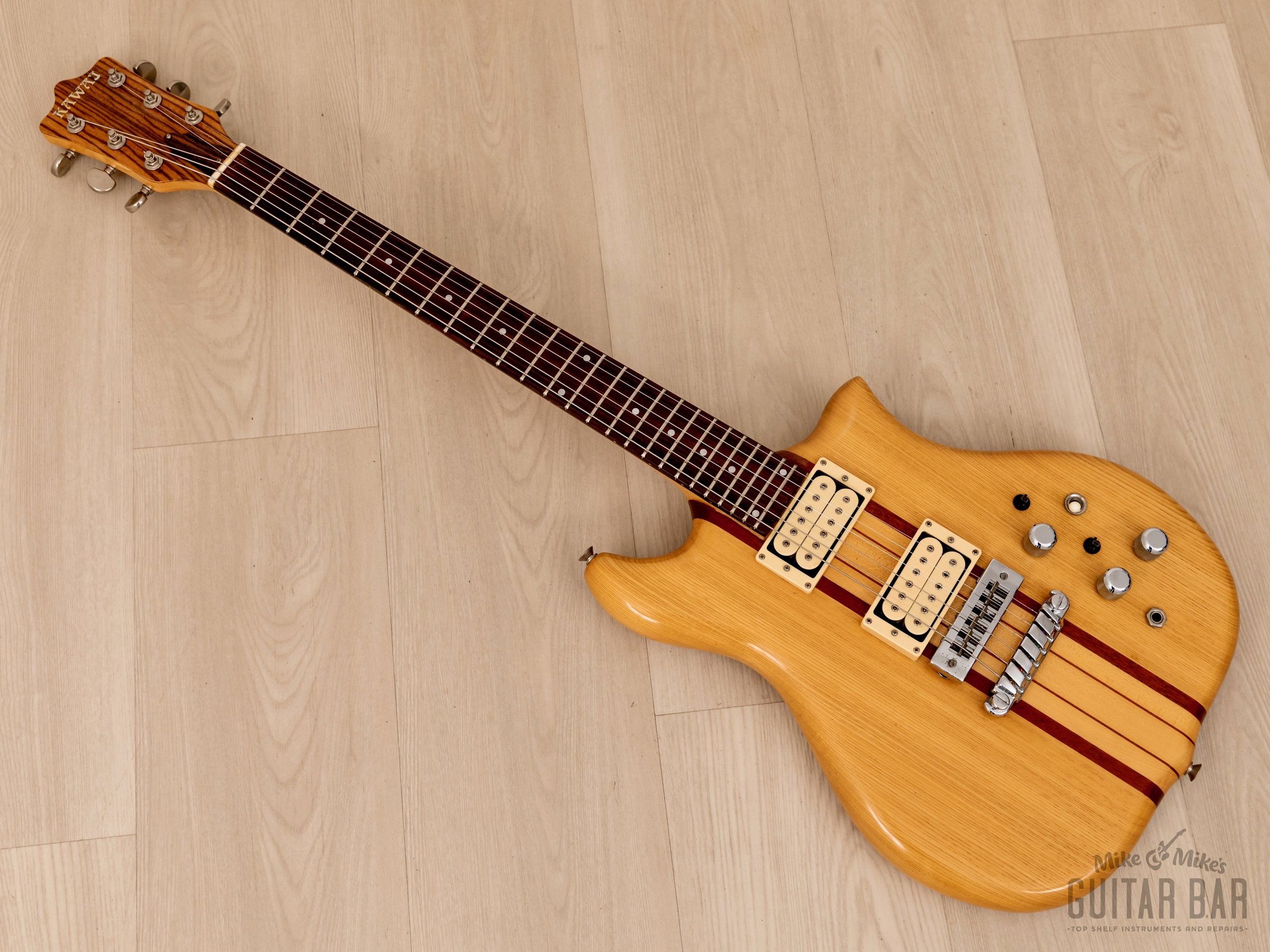 1980s Kawai F-1 Jr Vintage Neck Through Electric Guitar, Stainless Steel 24  Fret w/ Case, Japan