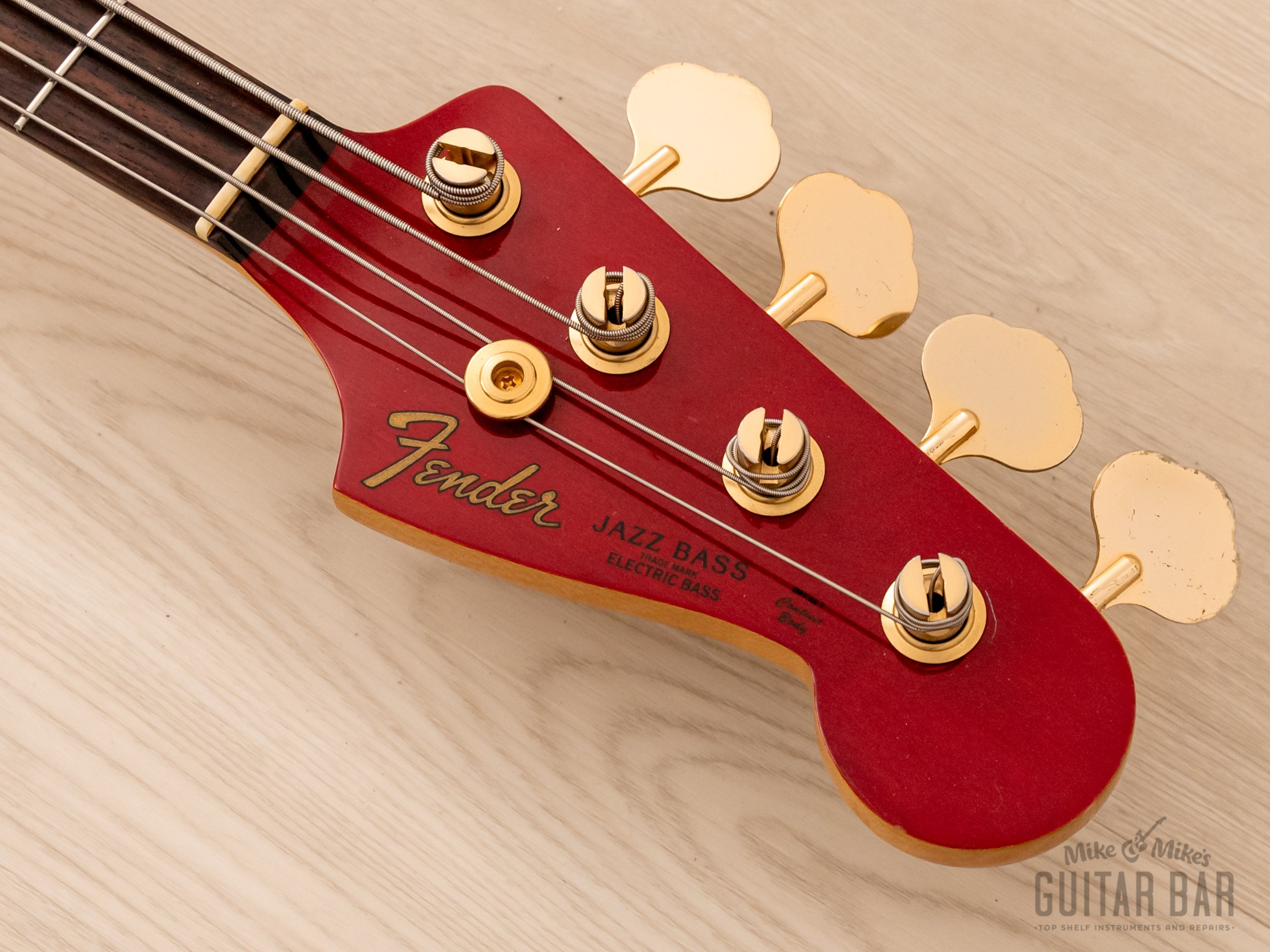 1987 Fender Order Made Jazz Bass JB62 Trans Red Ash w/ Gold Hardware, Japan MIJ Fujigen