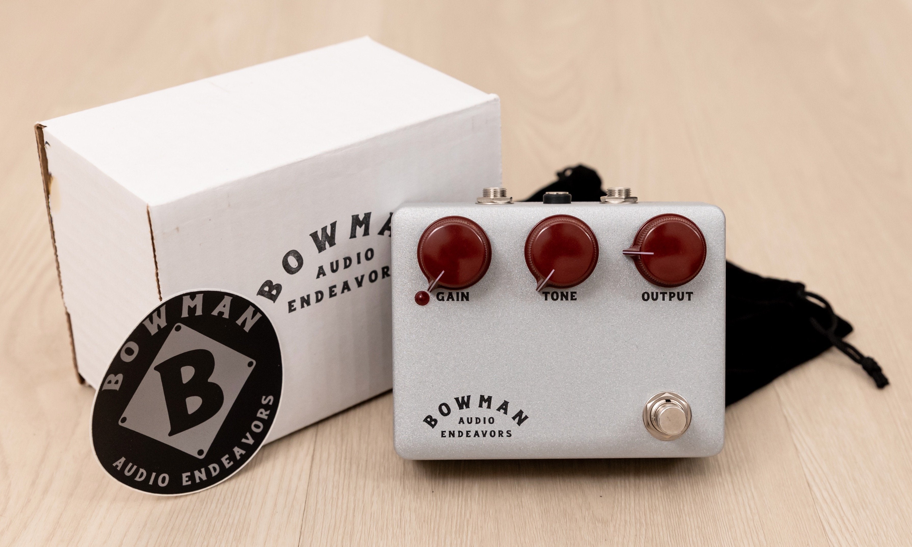 Bowman Audio Endeavors Overdrive Guitar Effects Pedal Silver & Oxblood, Klone