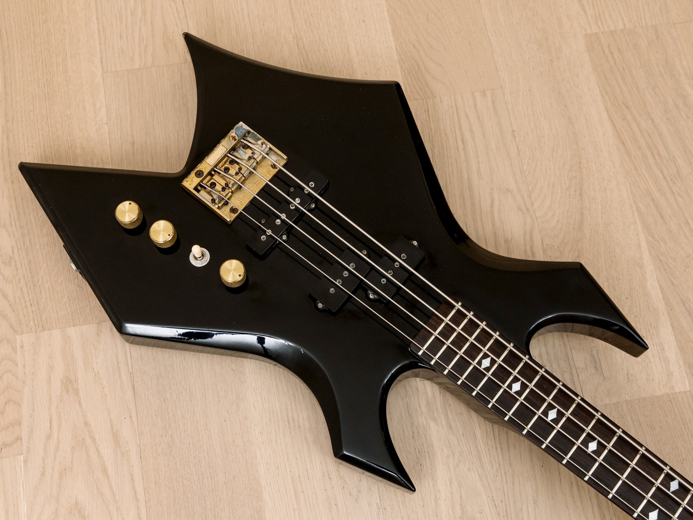 1980s BC Rich Warlock Bass WB-9987 Set Neck Vintage PJ Bass Black, Japan