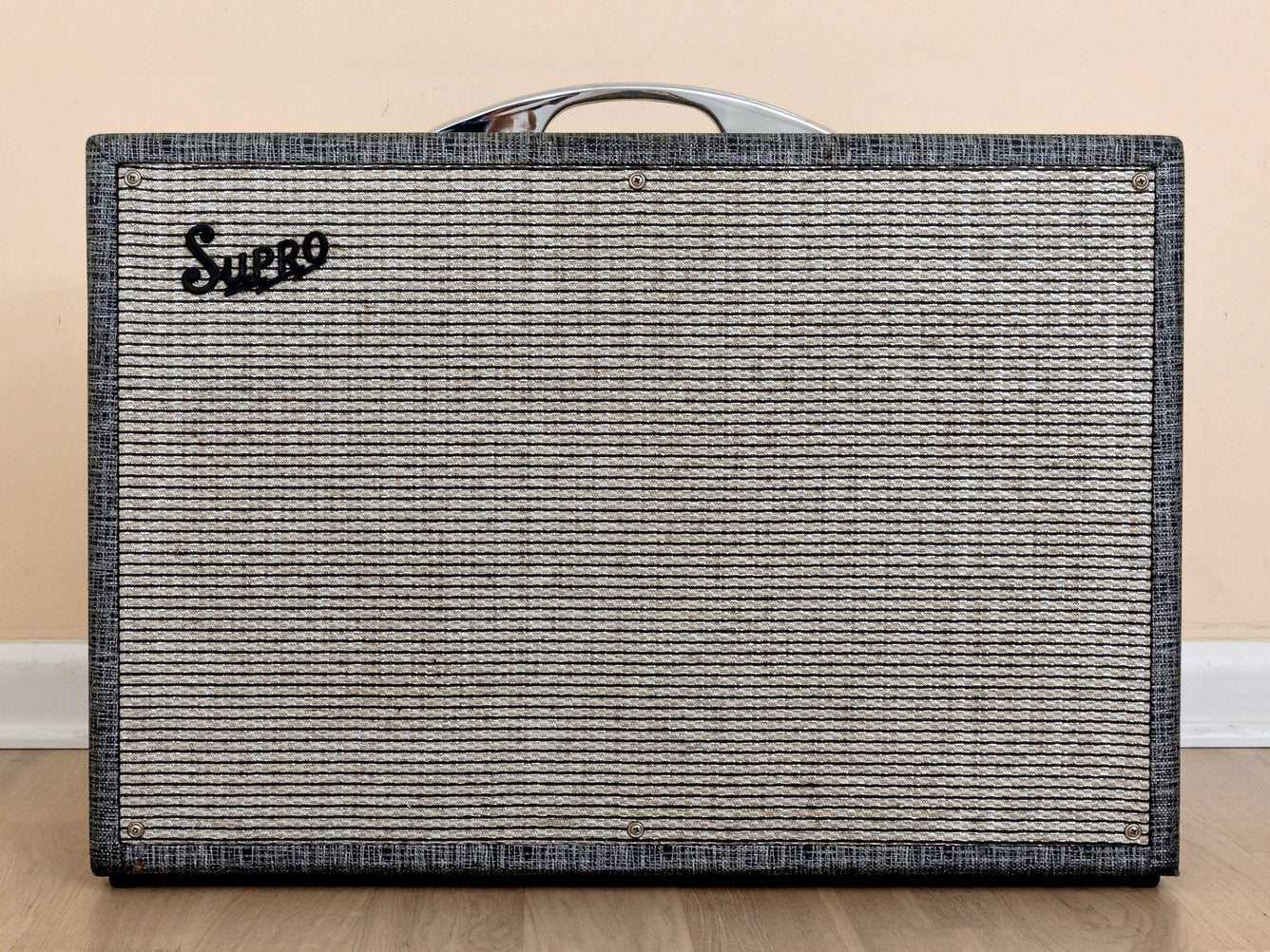 1965 Supro Vibra-Verb 6498 VR Vintage Tube Amp 2x12 w/ Vibrato & Jensen C12PS, RCA Tube Set