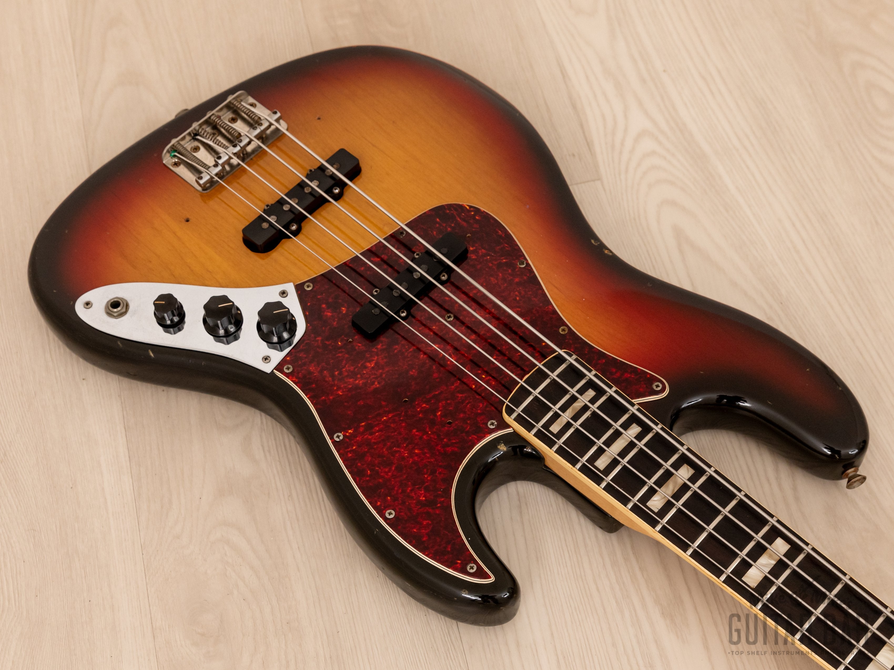 1972 Fender Jazz Bass Vintage Bass Guitar Sunburst w/ Flame Maple Neck, Case