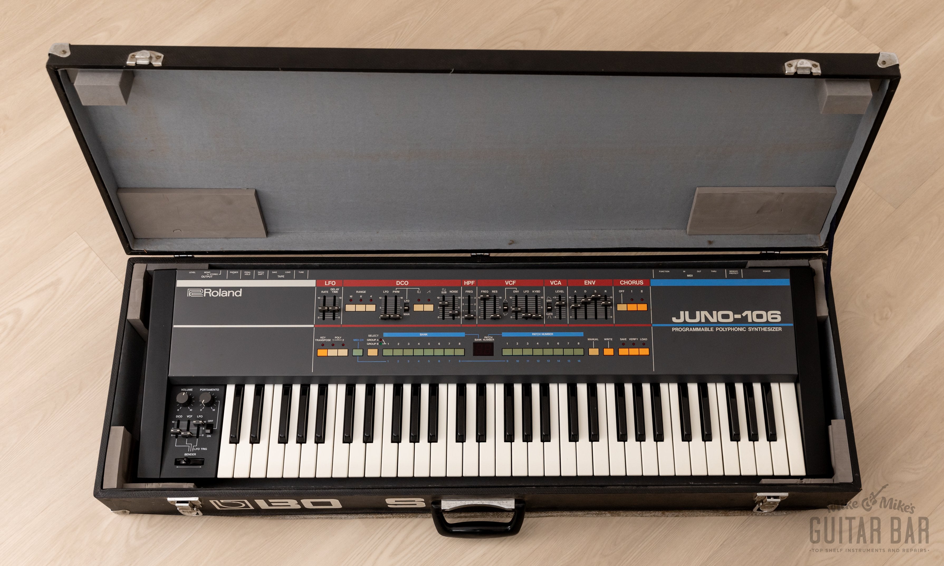 1980s Roland Juno-106 Vintage Analog Synthesizer, Serviced w/ Case