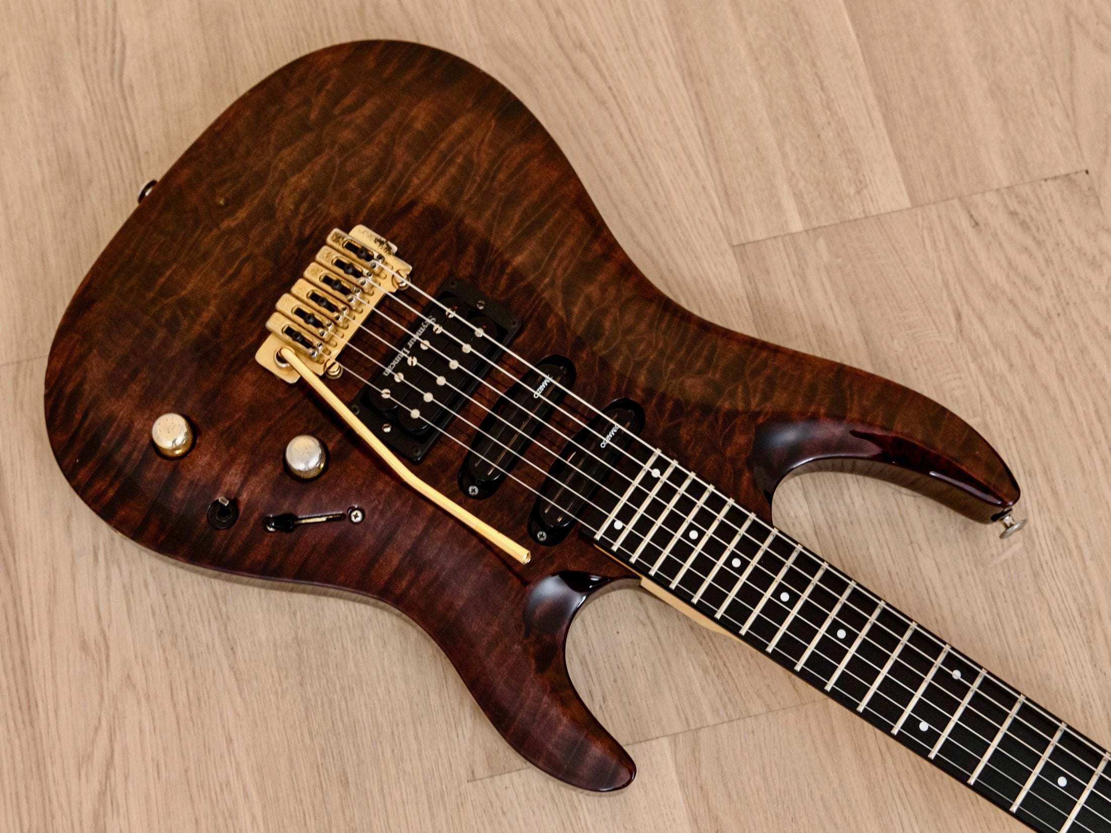 Aria Superstrat HSS Quilt Top Electric Guitar w/ Seymour Duncan TB4 & Dimarzio DP-182