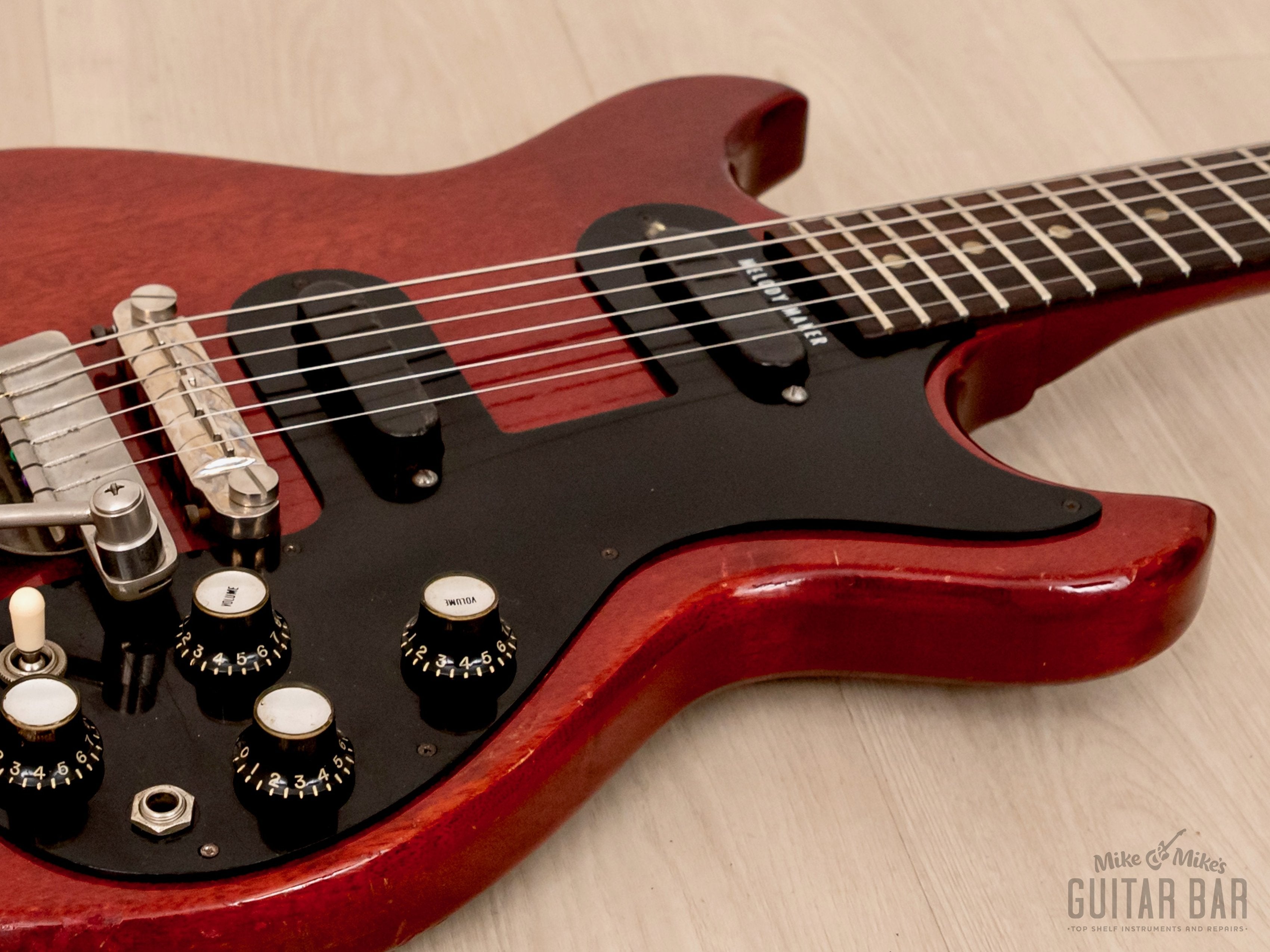 1965 Gibson Melody Maker D Double Vintage Electric Guitar Cherry w/ Vibrola, Case