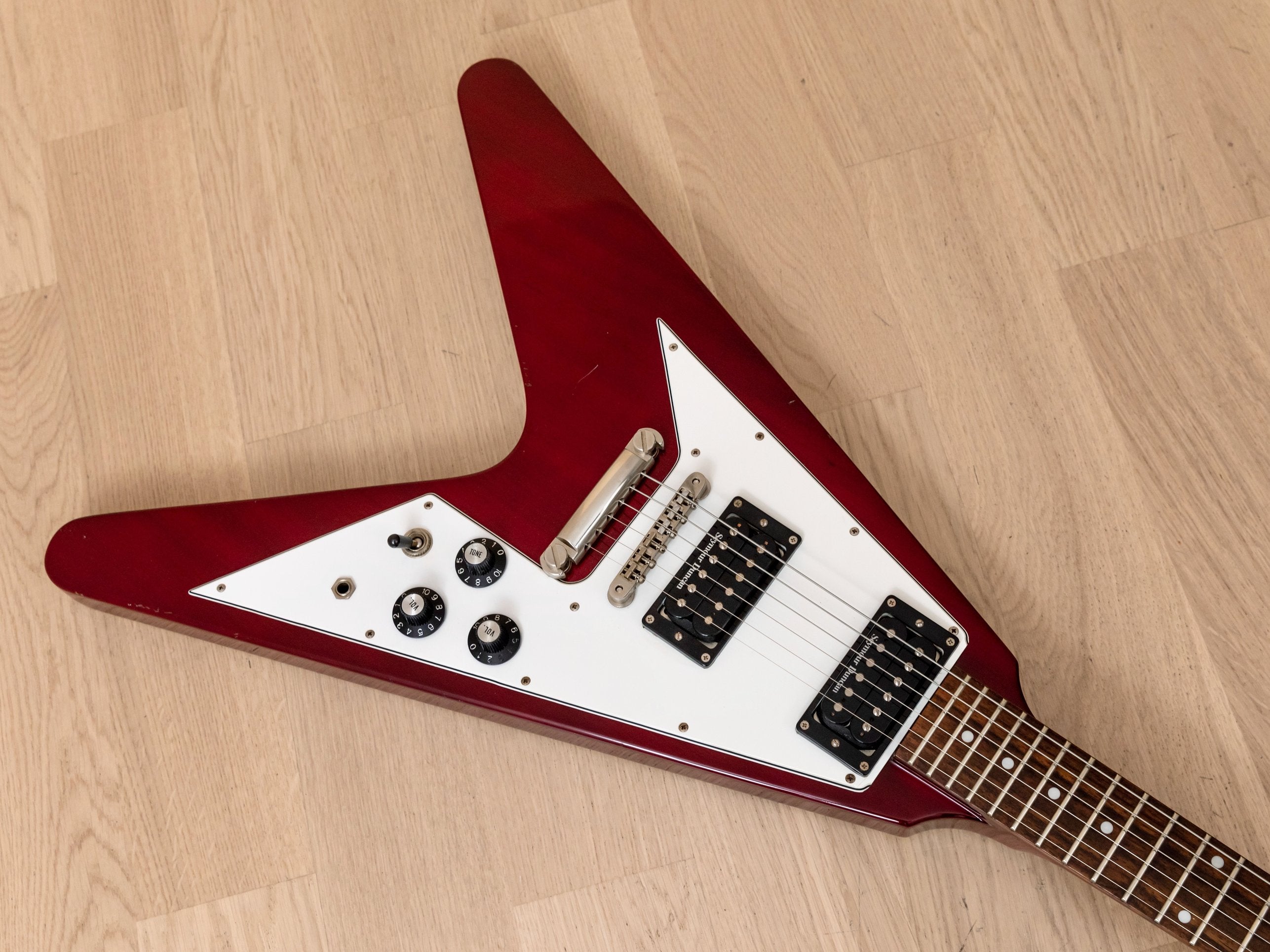 2008 Edwards by ESP E-FV-85D Flying V 67-Style Electric Guitar Cherry w/ USA Duncans, Japan