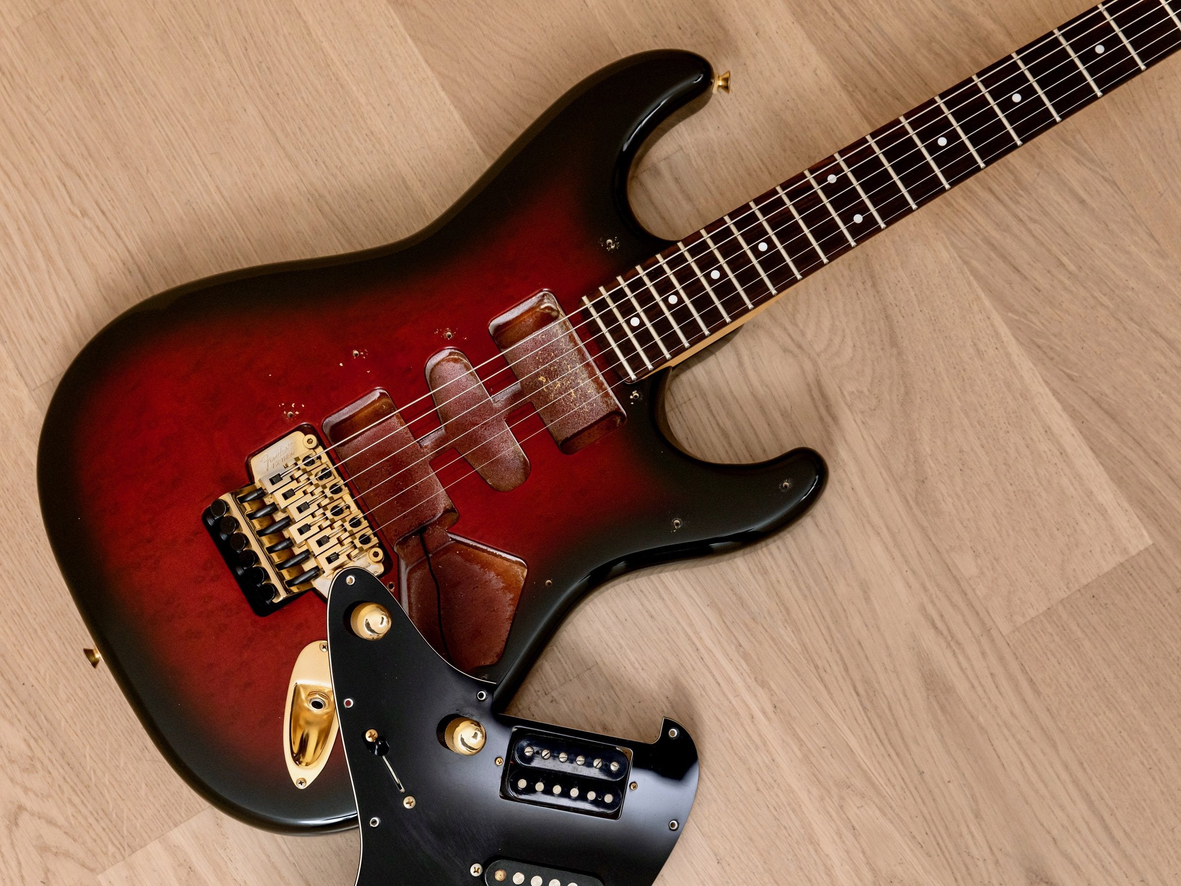 1990 Fender STR-680 Pro-Feel SSH Stratocaster Raspberry Burst w/ Floyd Rose, Japan MIJ Fujigen
