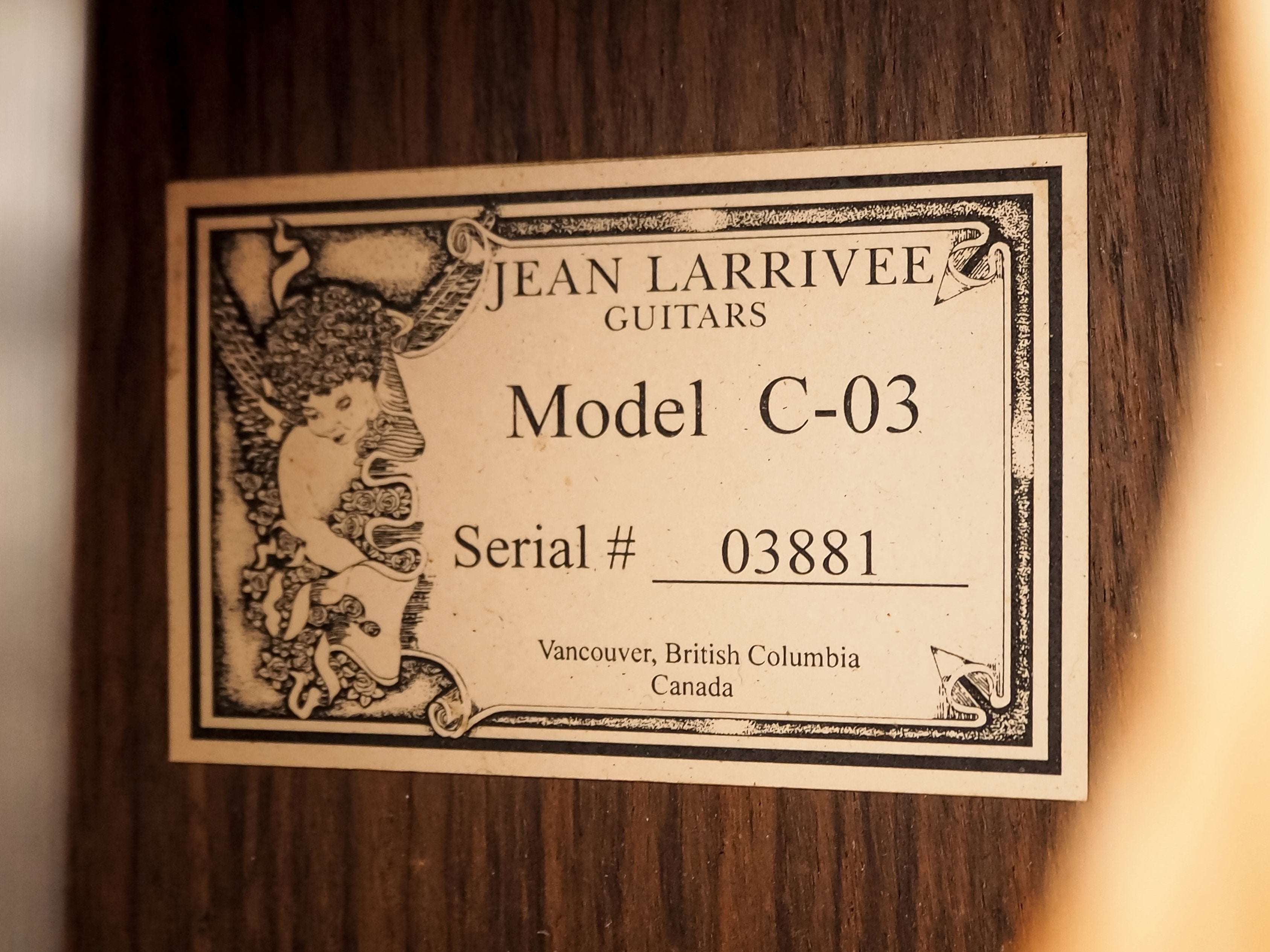 1998 Larrivee C-03 Cutaway Acoustic Electric Guitar w/ Fishman Active Preamp, Case