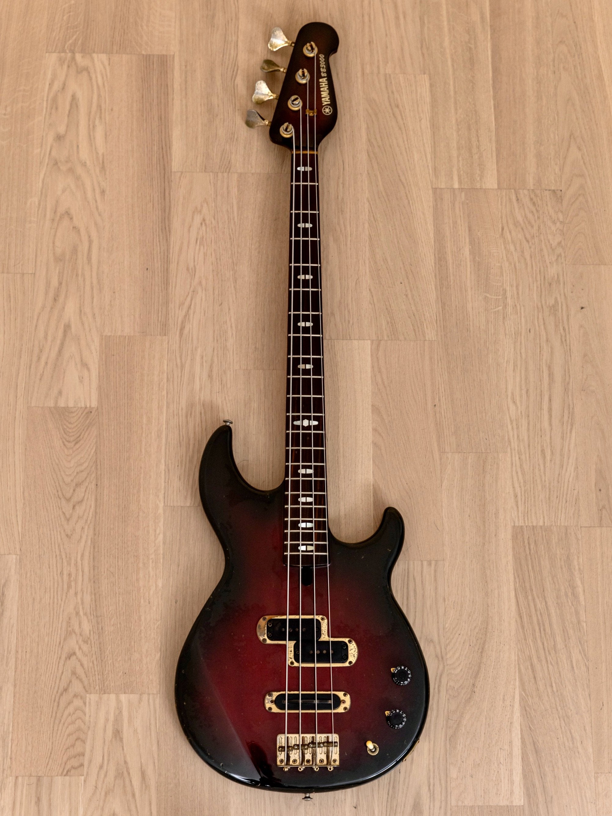 1983 Yamaha Broad Bass BB3000 Vintage Neck Through PJ Bass Guitar Wine Red  w/ Case, Japan