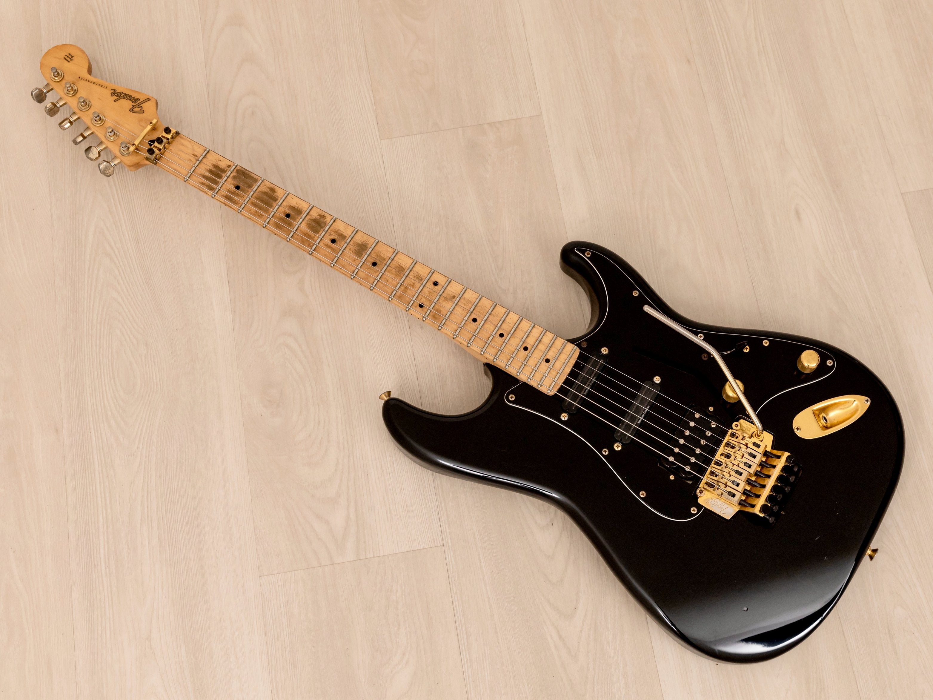 1988 Fender Stratocaster STR-70 SSH Black w/ Seymour Duncan Hot Rails & Floyd Rose, Japan MIJ Fujigen