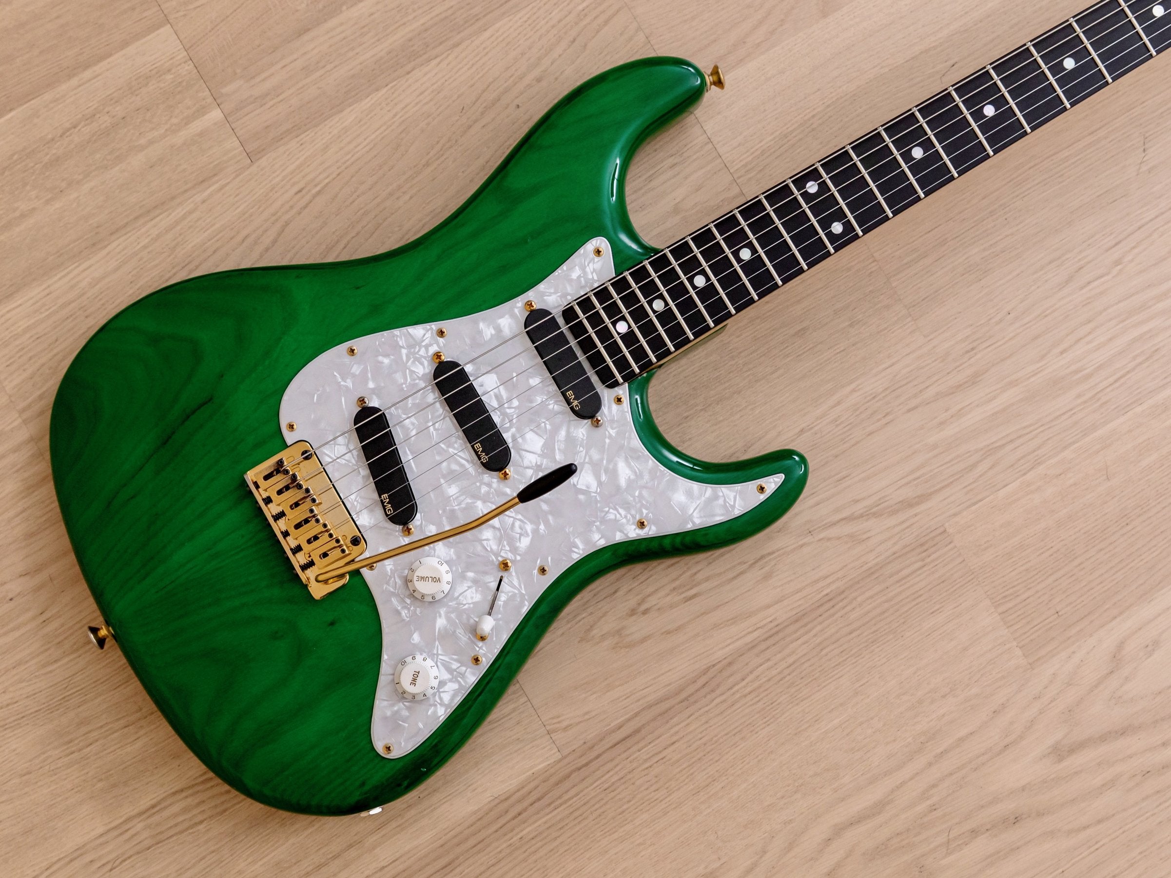 2000s Valley Arts M Series Electric Guitar Transparent Green EMG Pickups, Japan