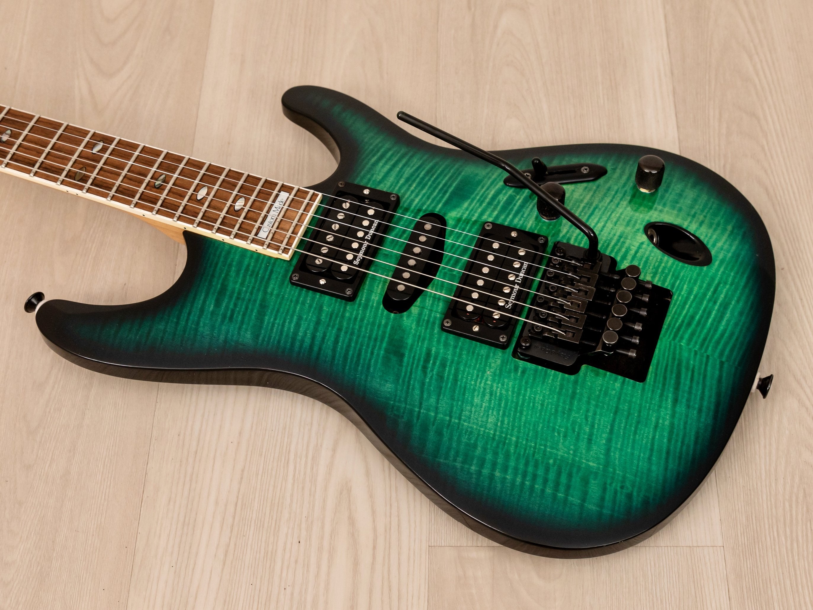 1995 Ibanez S540FM S Series Electric Guitar HSH Transparent Turquoise w/ USA Seymour Duncans & Floyd Rose, Japan