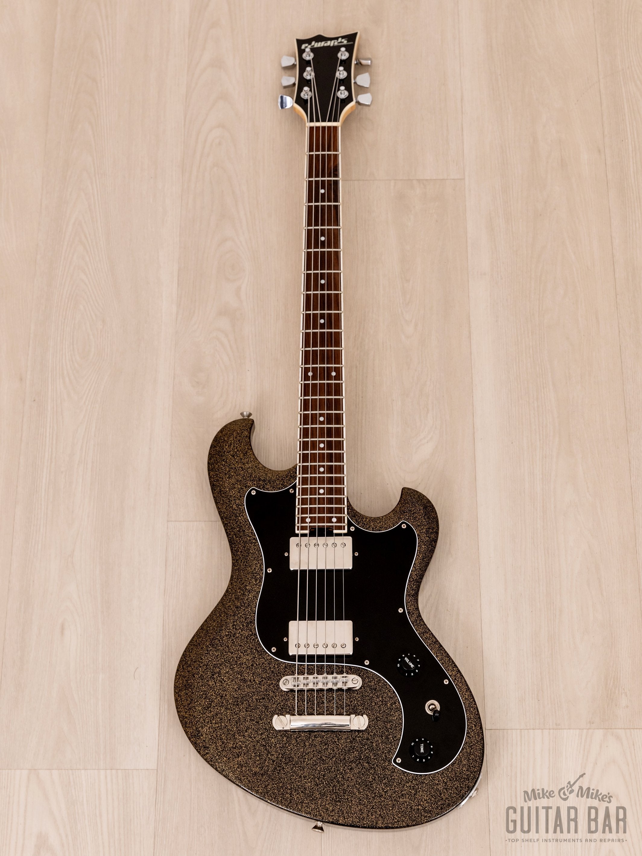 2015 Edwards by ESP E-UT-100SL Ultratone Baritone Guitar, Metallic Flake Black w/ USA Seymour Duncan, Japan