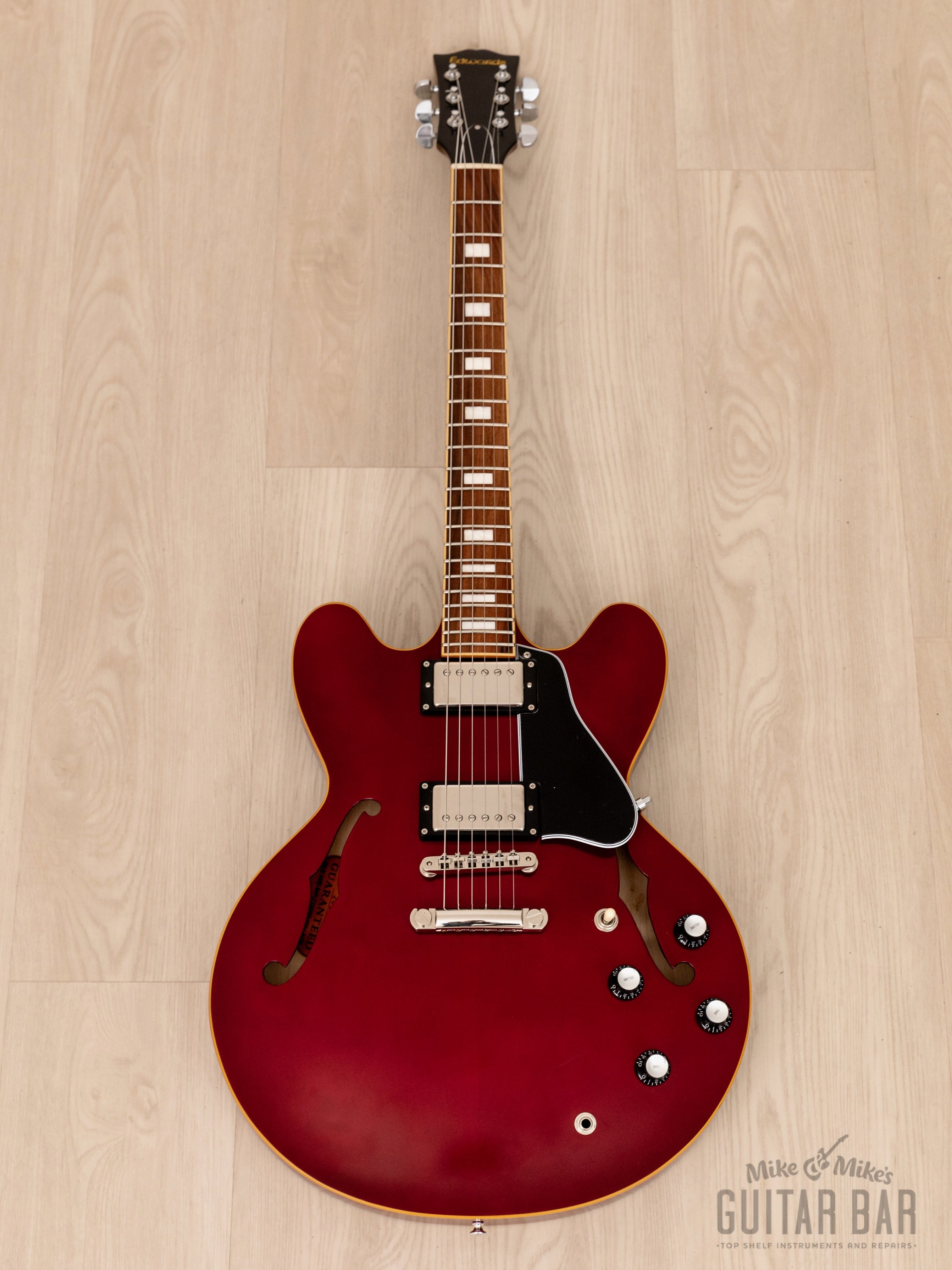 2020 ESP Edwards E-SA-125-LTS Semi-Hollow Carved Top 335 Cherry Satin Lacquer Japan w/ Case