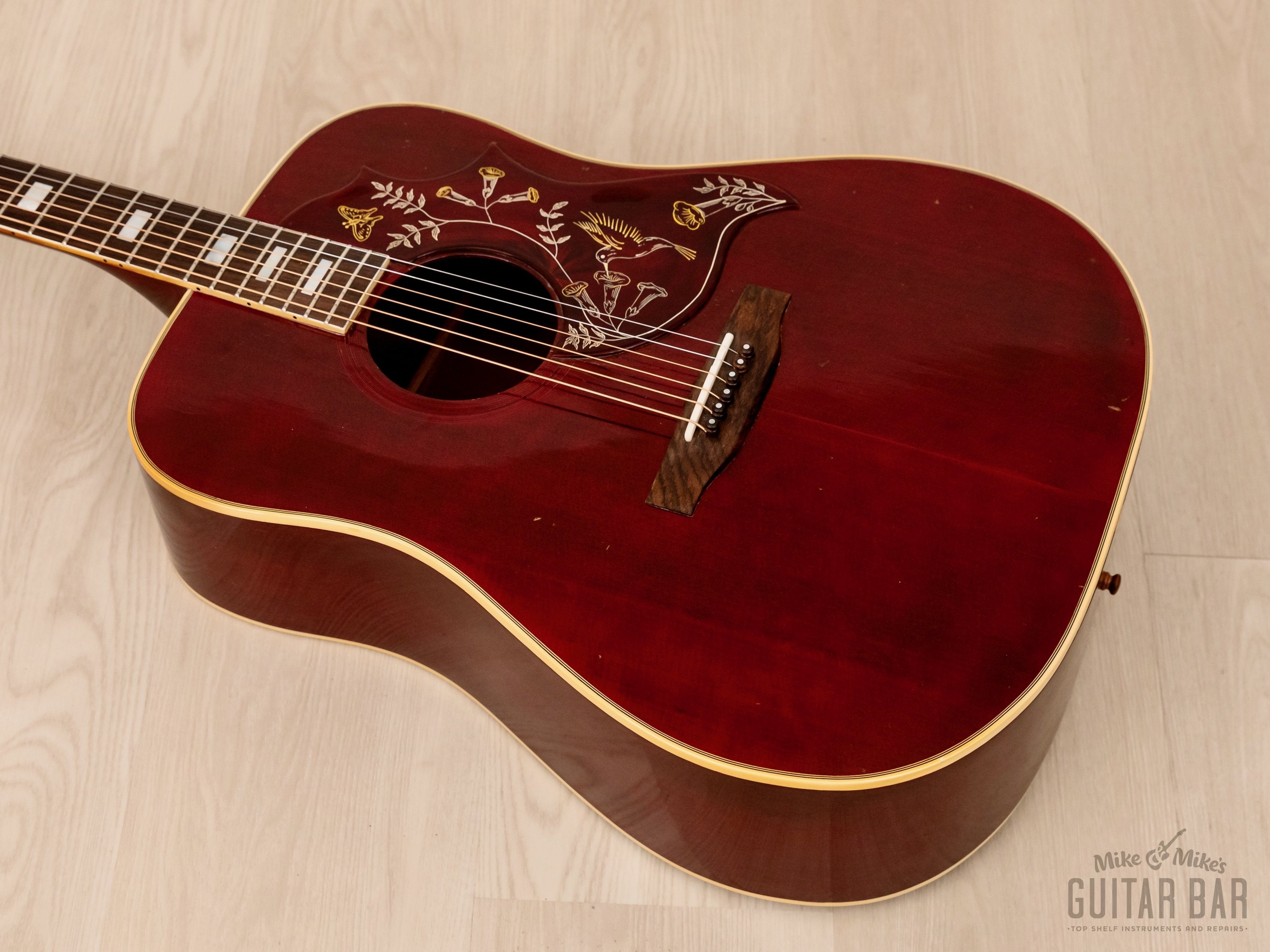 1976 Gibson Hummingbird Custom Vintage Dreadnought Acoustic Guitar Wine Red w/ Case